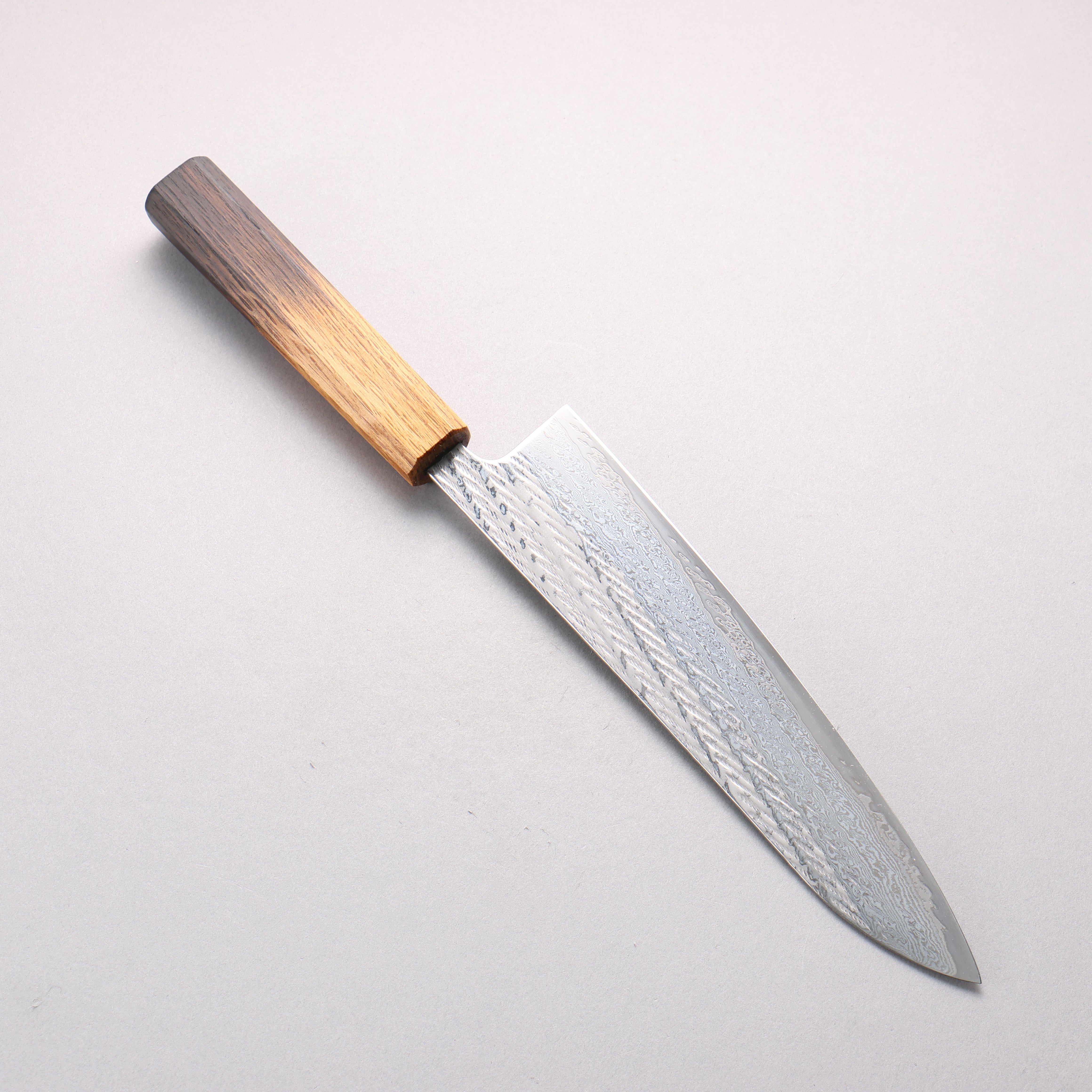 Seisuke AUS10 Hammered Damascus Rope Pattern Gyuto 210mm Burnt Oak Handle - Seisuke Knife
