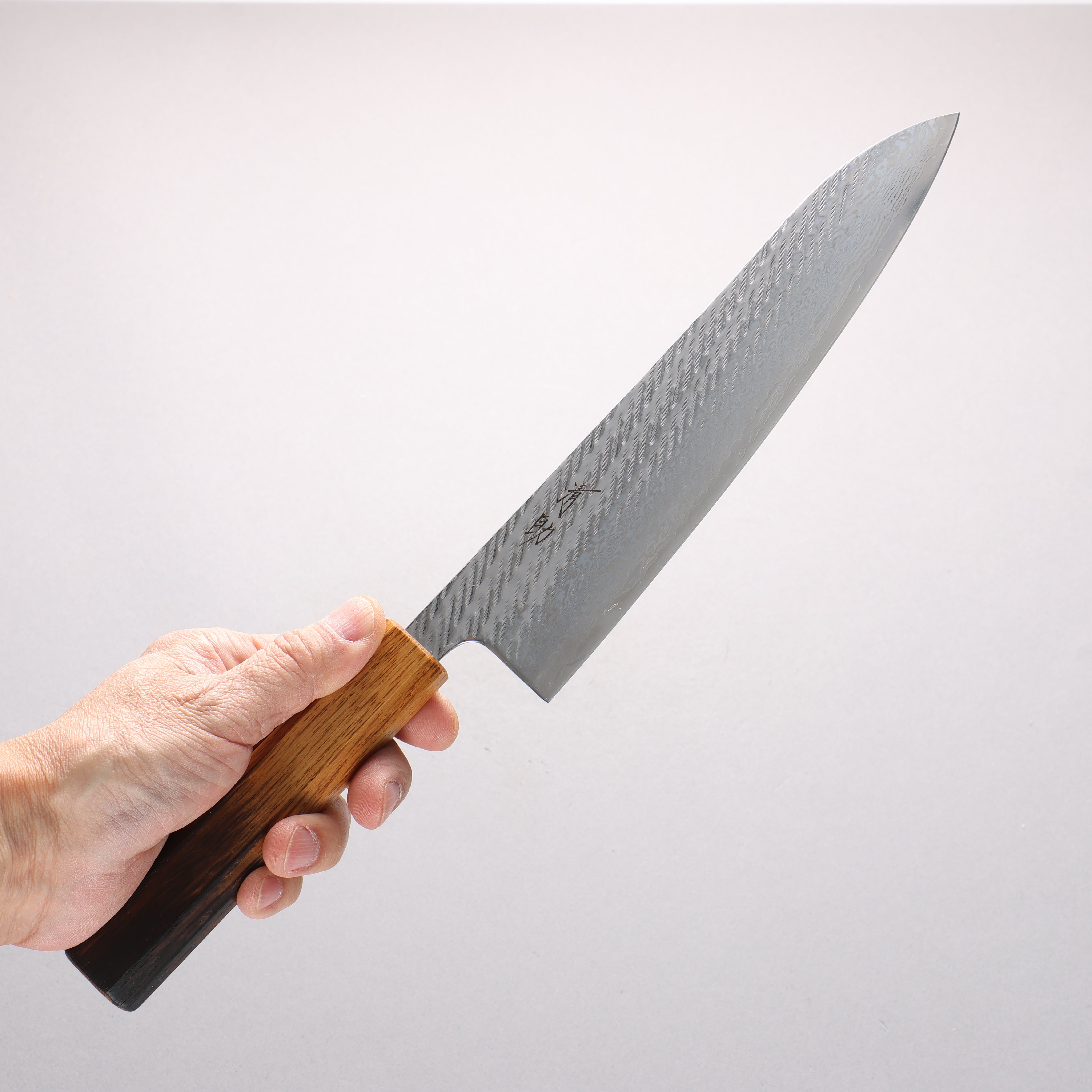 Seisuke AUS10 Hammered Damascus Rope Pattern Gyuto 210mm Burnt Oak Handle - Seisuke Knife