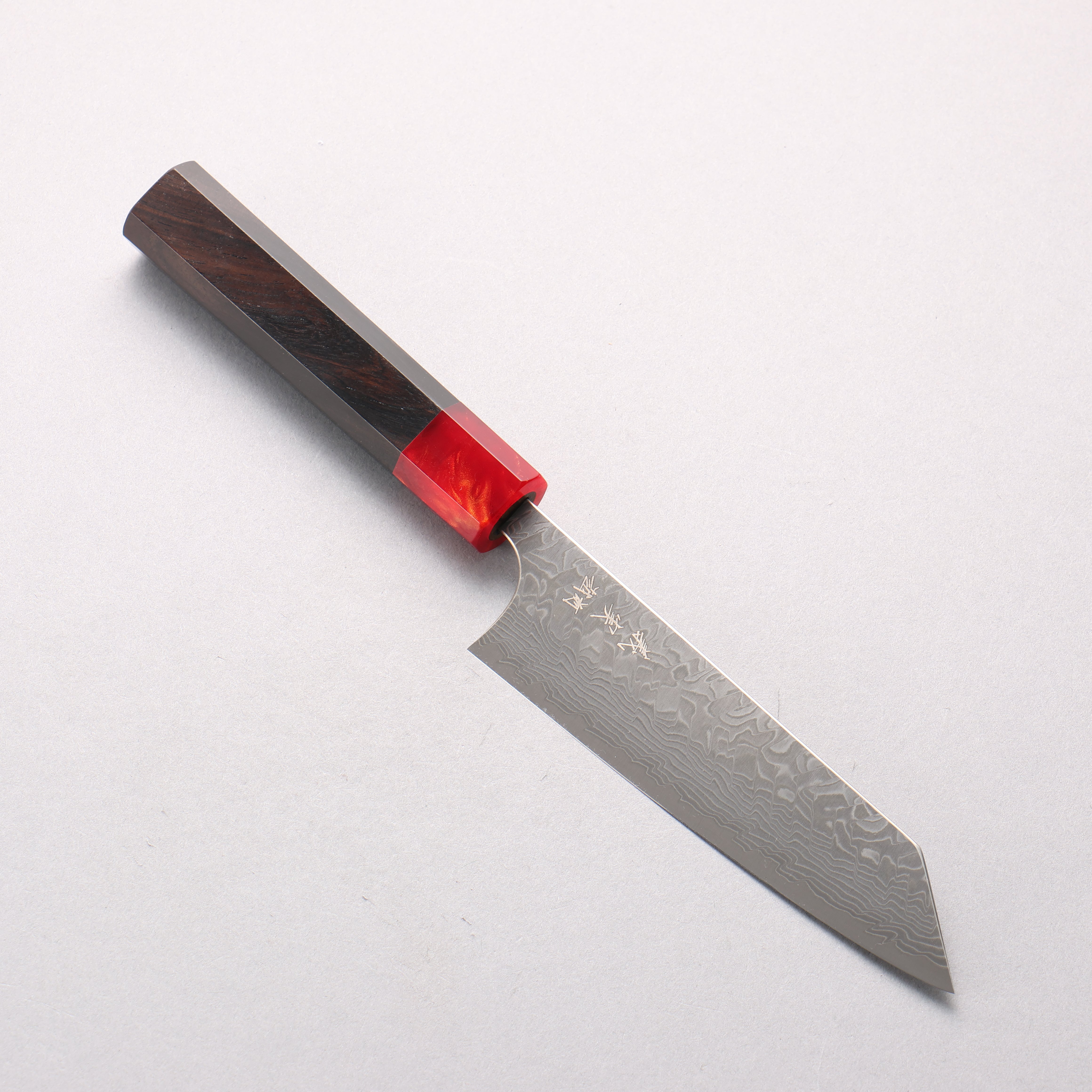 Yoshimi Kato SG2 Black Damascus Small Bunka 130mm Ebony Wood & Red Resin Handle - Seisuke Knife