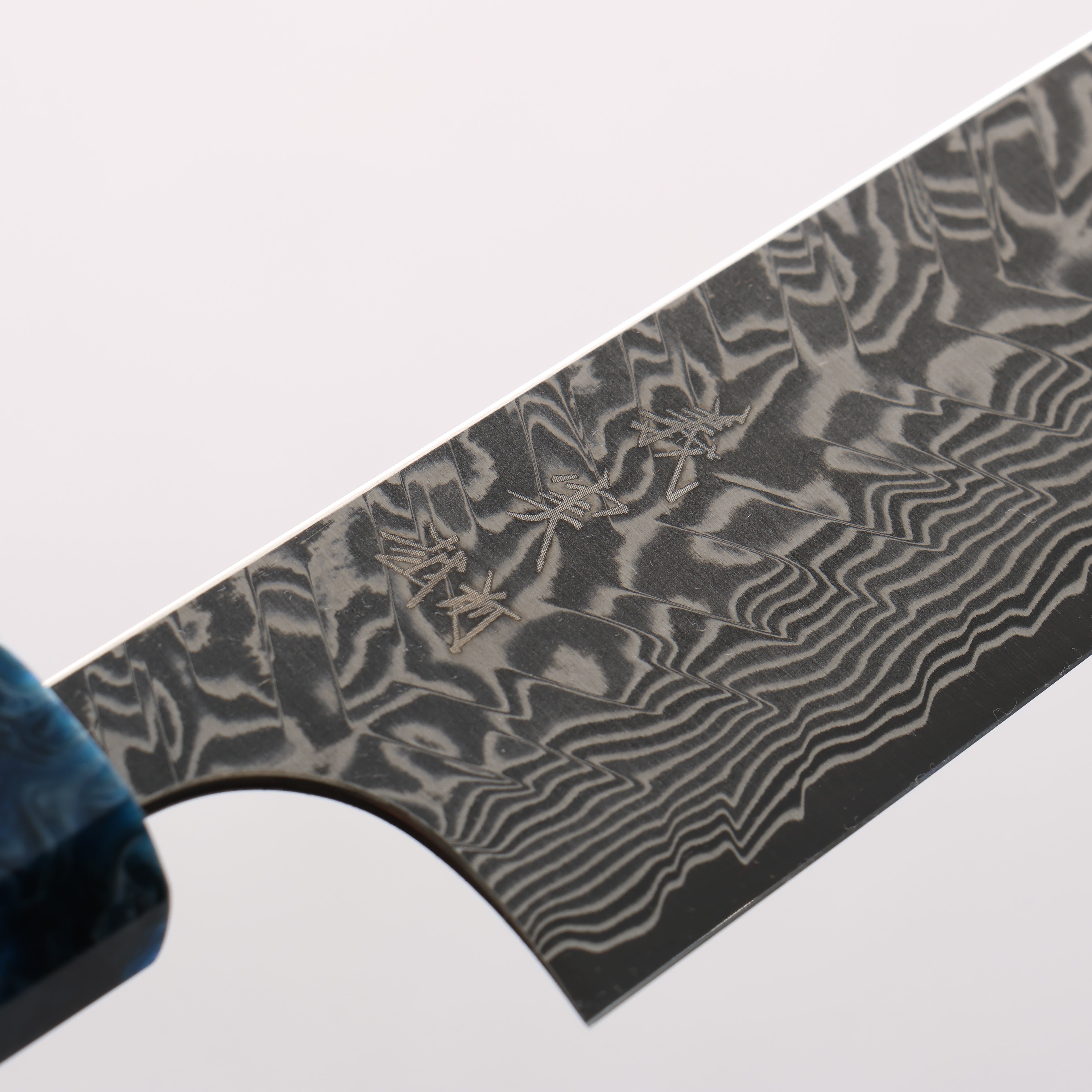 Yoshimi Kato SG2 Black Damascus Small Bunka 130mm Ebony Wood & Blue Marble Resin Handle - Seisuke Knife
