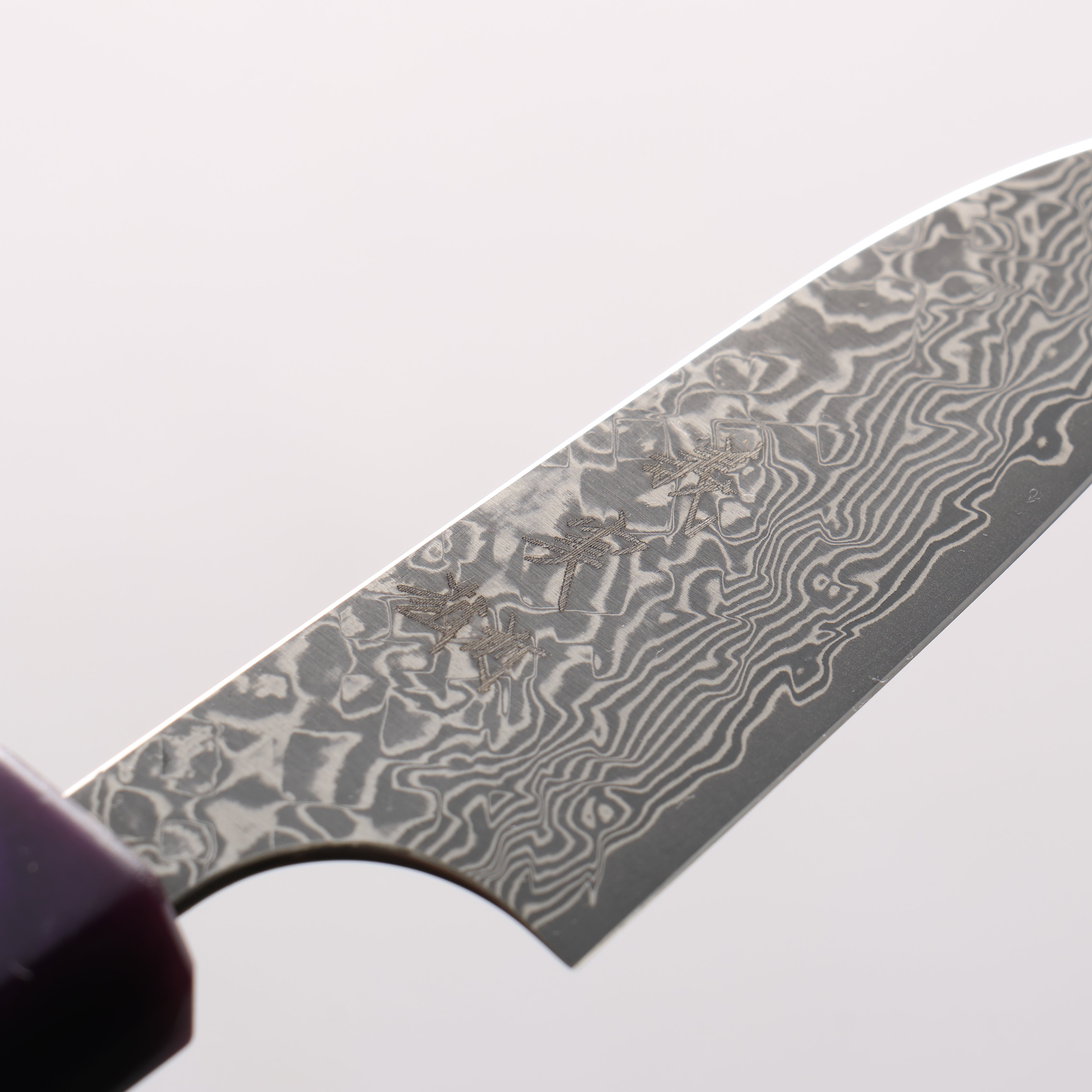 Yoshimi Kato VG10 Black Damascus Paring 80mm Olive Wood & Purple Resin Handle - Seisuke Knife