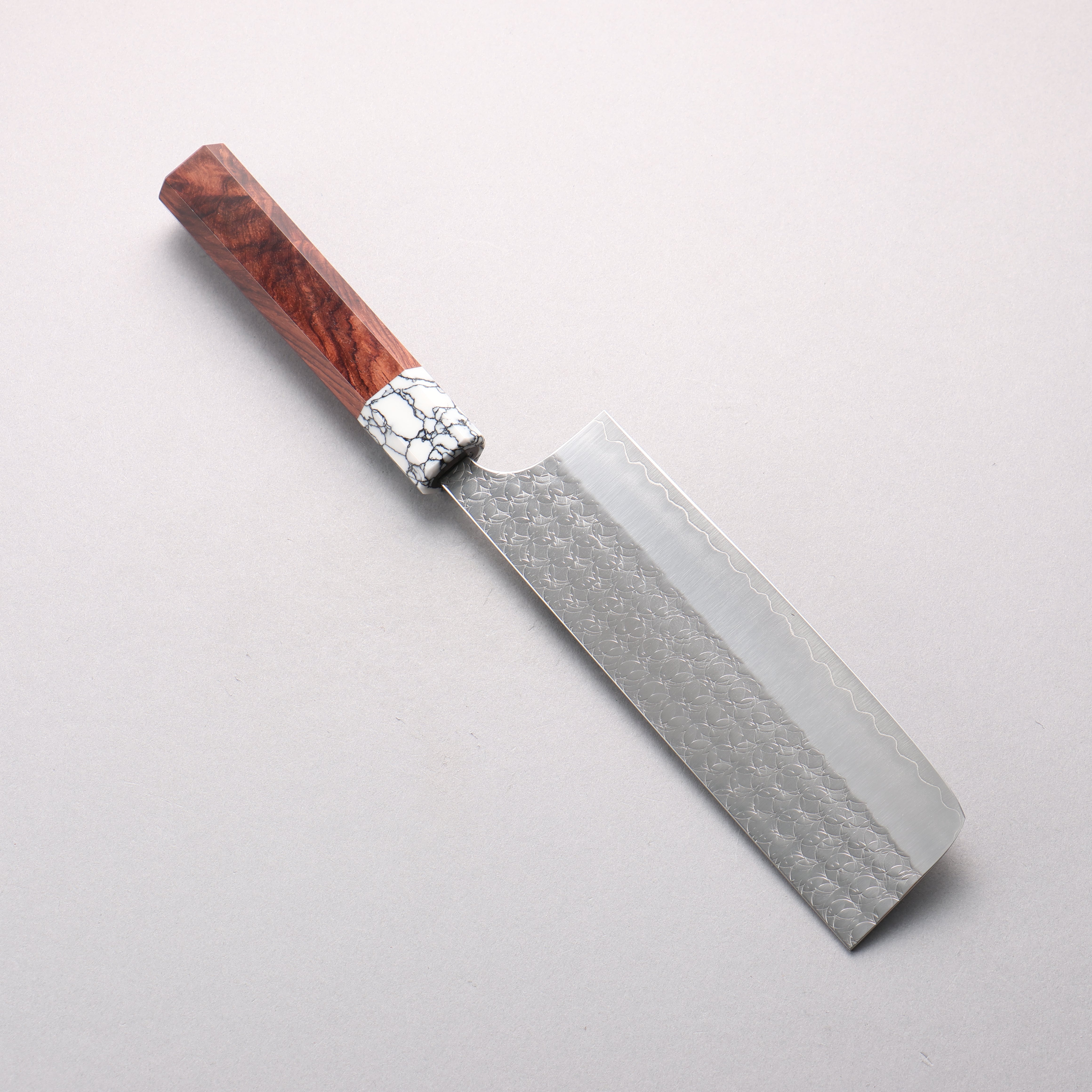 Yoshimi Kato Minamo SG2 Hammered Nakiri 165mm Rosewood & White Turquoise Handle - Seisuke Knife