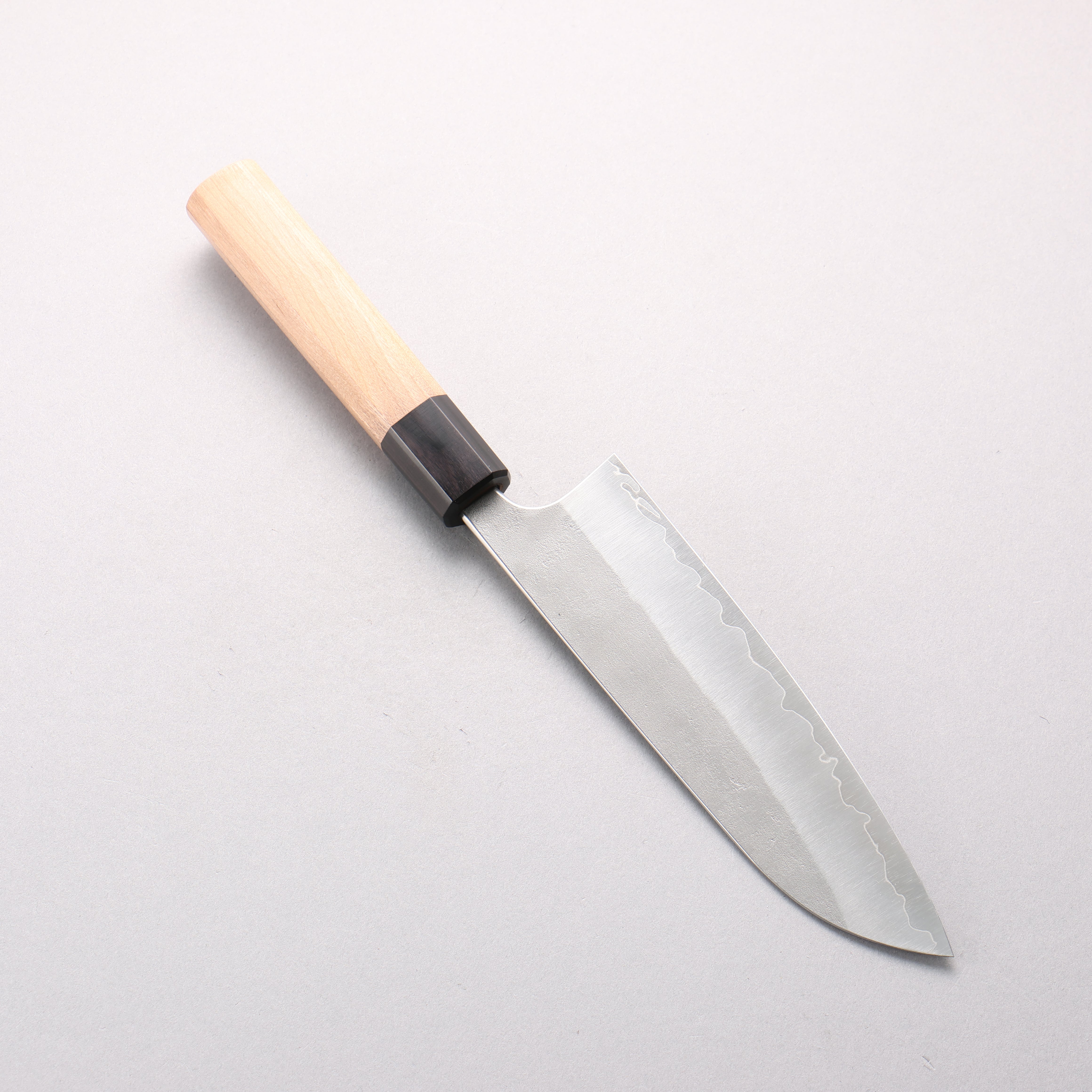 Yoshimi Kato Silver Steel No.3 Nashiji Santoku 170mm Octagonal Cherry Wood Handle - Seisuke Knife