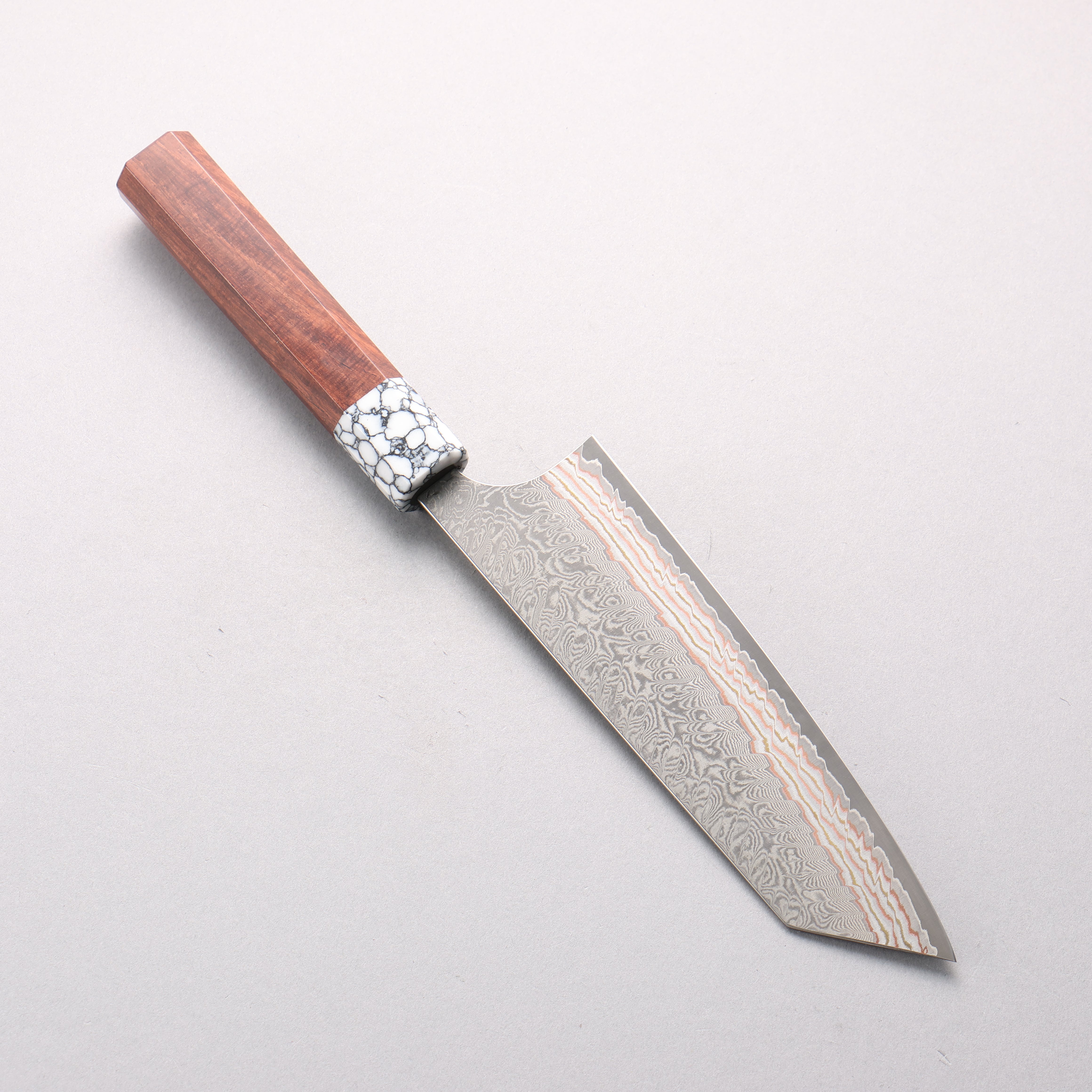Yoshimi Kato VG10w Colored Damascus Bunka 170mm Rosewood & White Turquoise Handle - Seisuke Knife