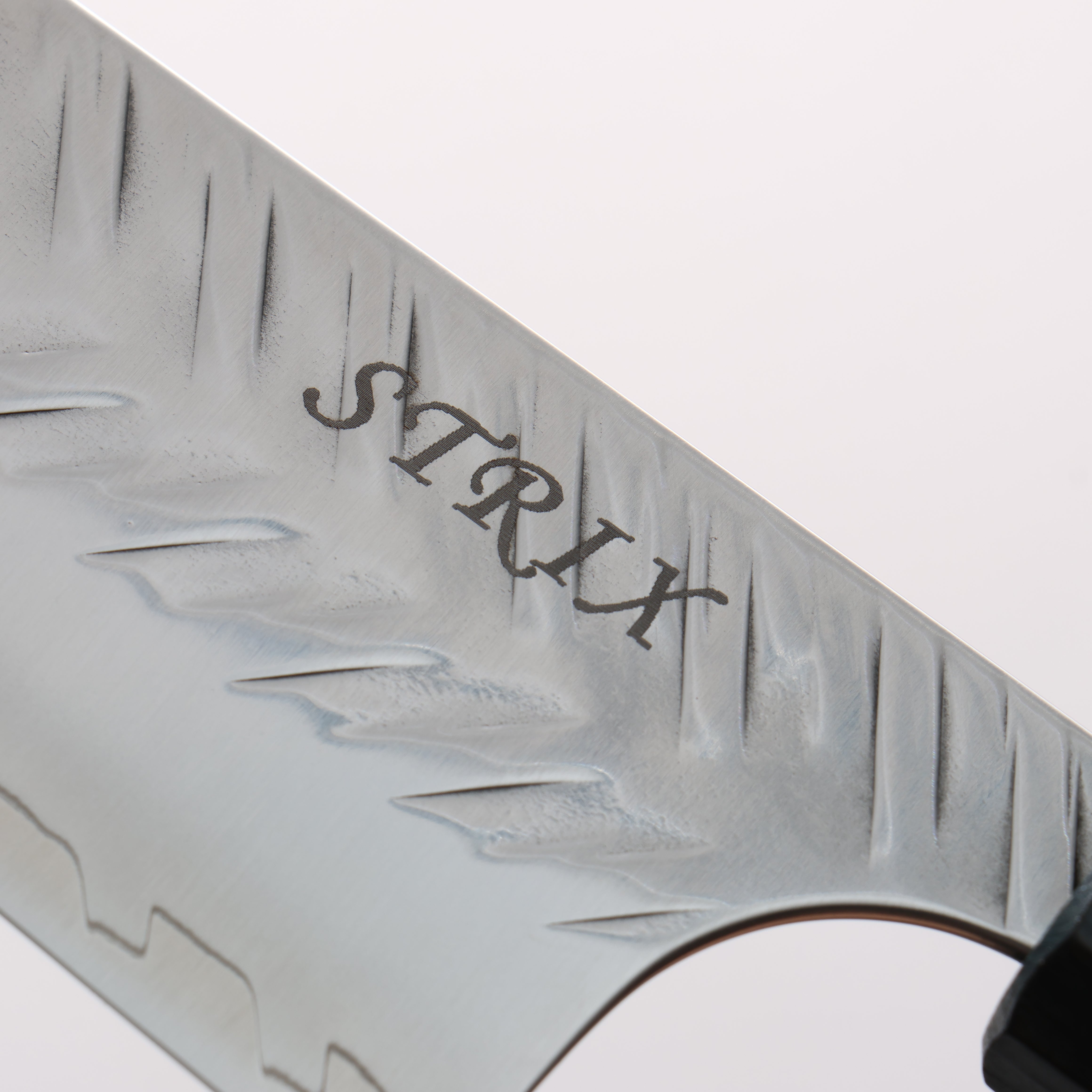 Yoshimi Kato SPG STRIX V-Hammered Kiritsuke Gyuto 210mm Indigo Dyed Oak Handle - Seisuke Knife
