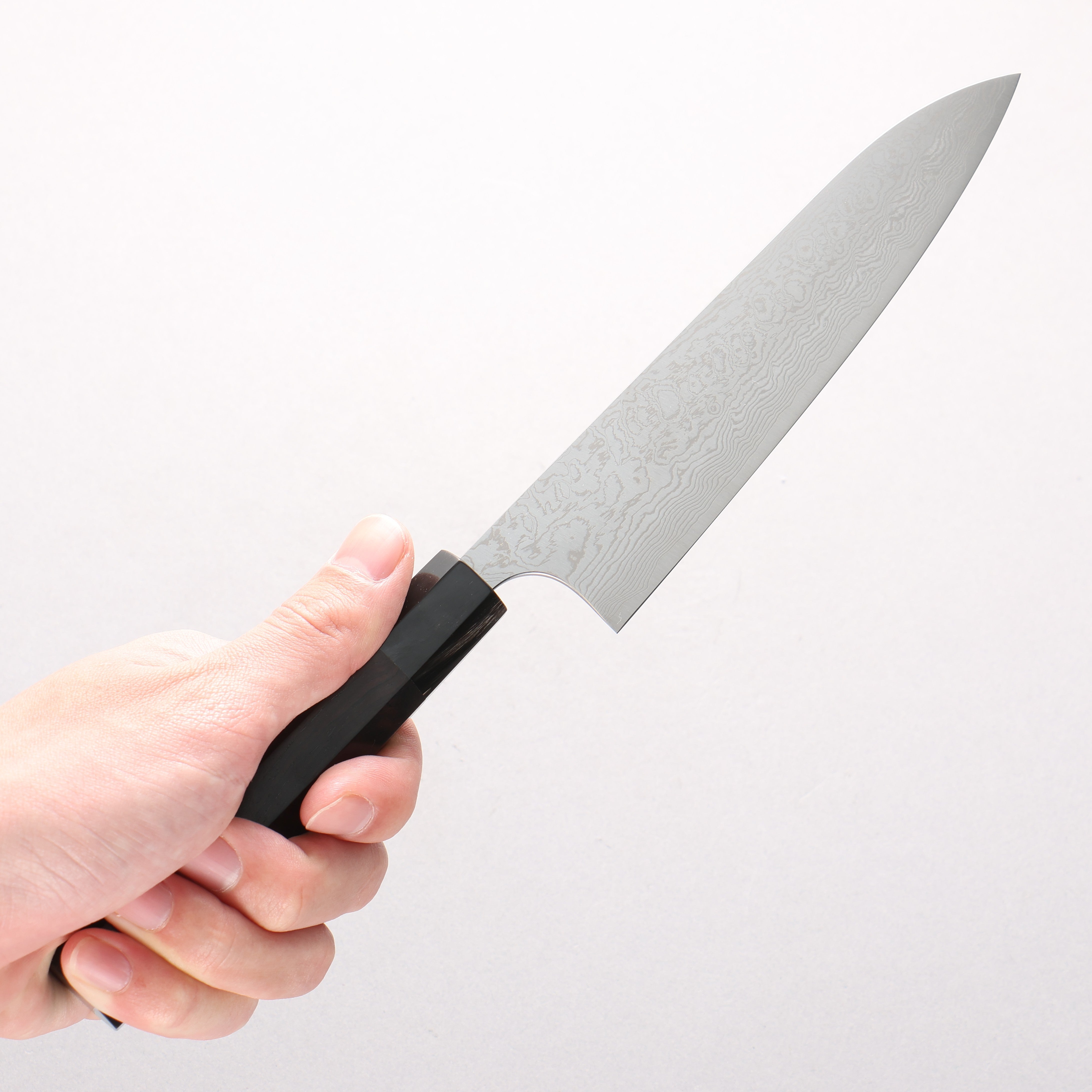 Anryu VG10 Migaki Damascus Petty-Utility 150mm Ebony Wood & Double Black Horn Handle - Seisuke Knife