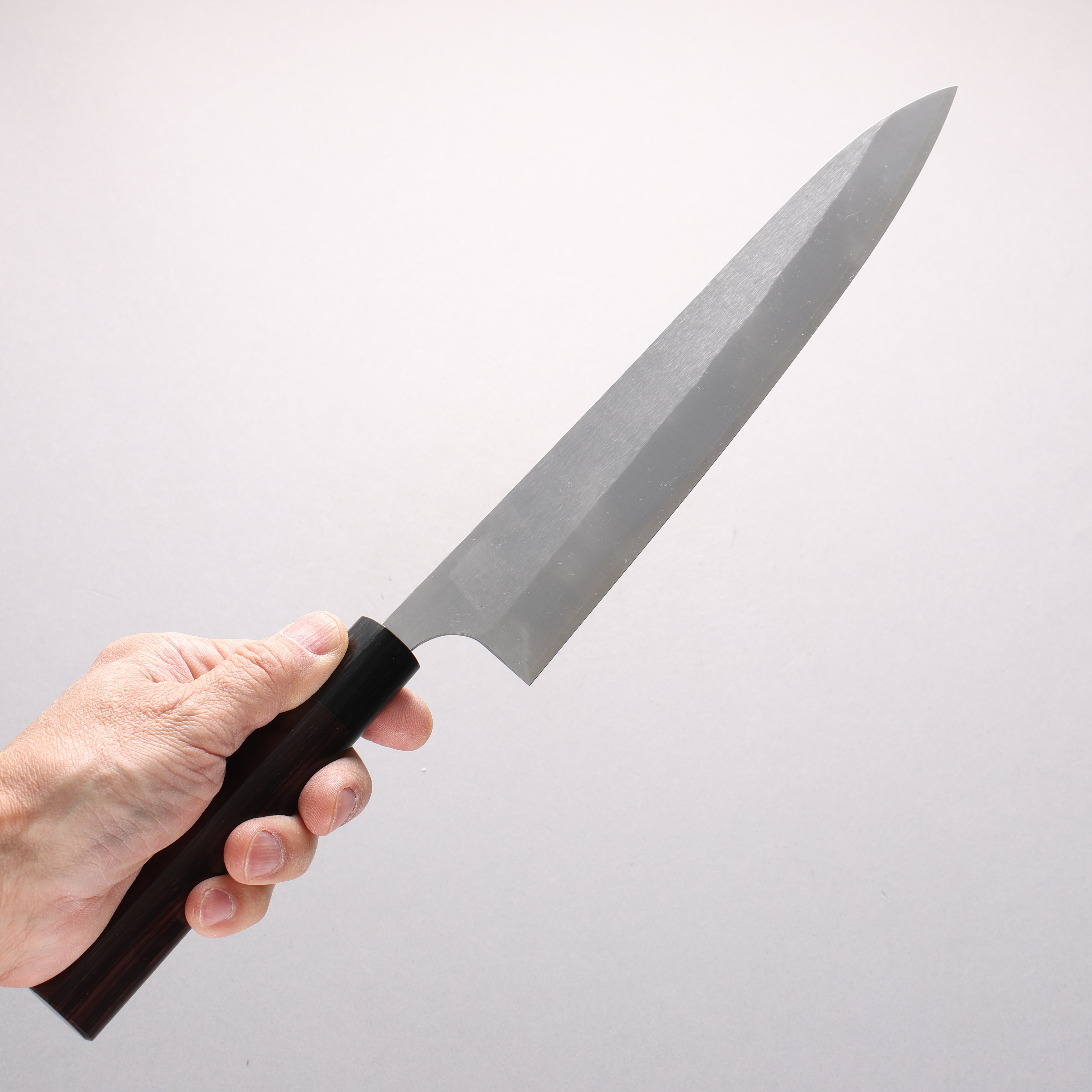 Shungo Ogata SG2 Vertical and Horizontal Hairlines Sujihiki 240mm Rosewood Handle - Seisuke Knife
