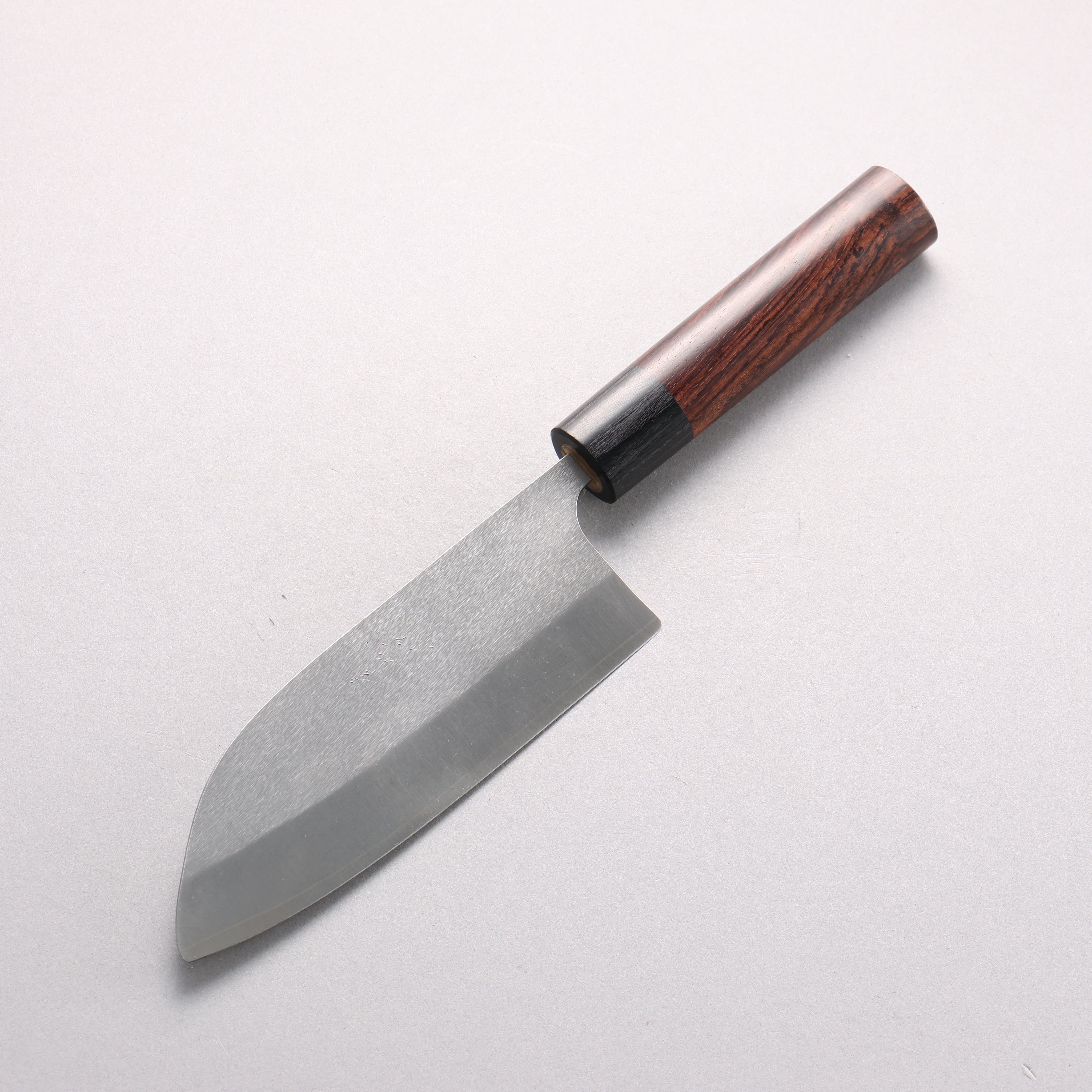Shungo Ogata SG2 Vertical & Horizontal Hairlines Maru Santoku 150mm Rosewood Handle - Seisuke Knife