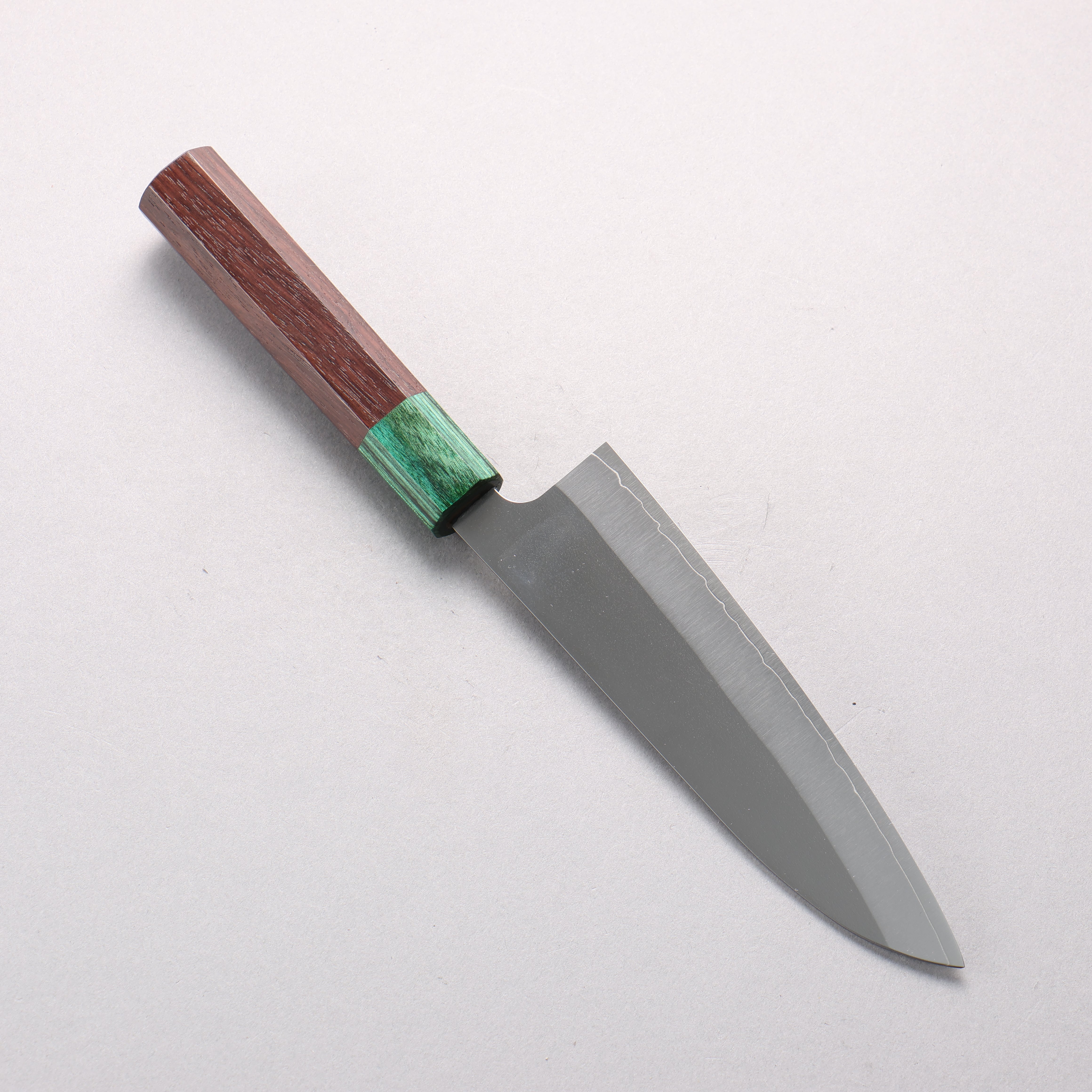 Yu Kurosaki New Gekko VG-XEOS Small Santoku 150mm Rosewood & Green Pakkawood Handle - Seisuke Knife