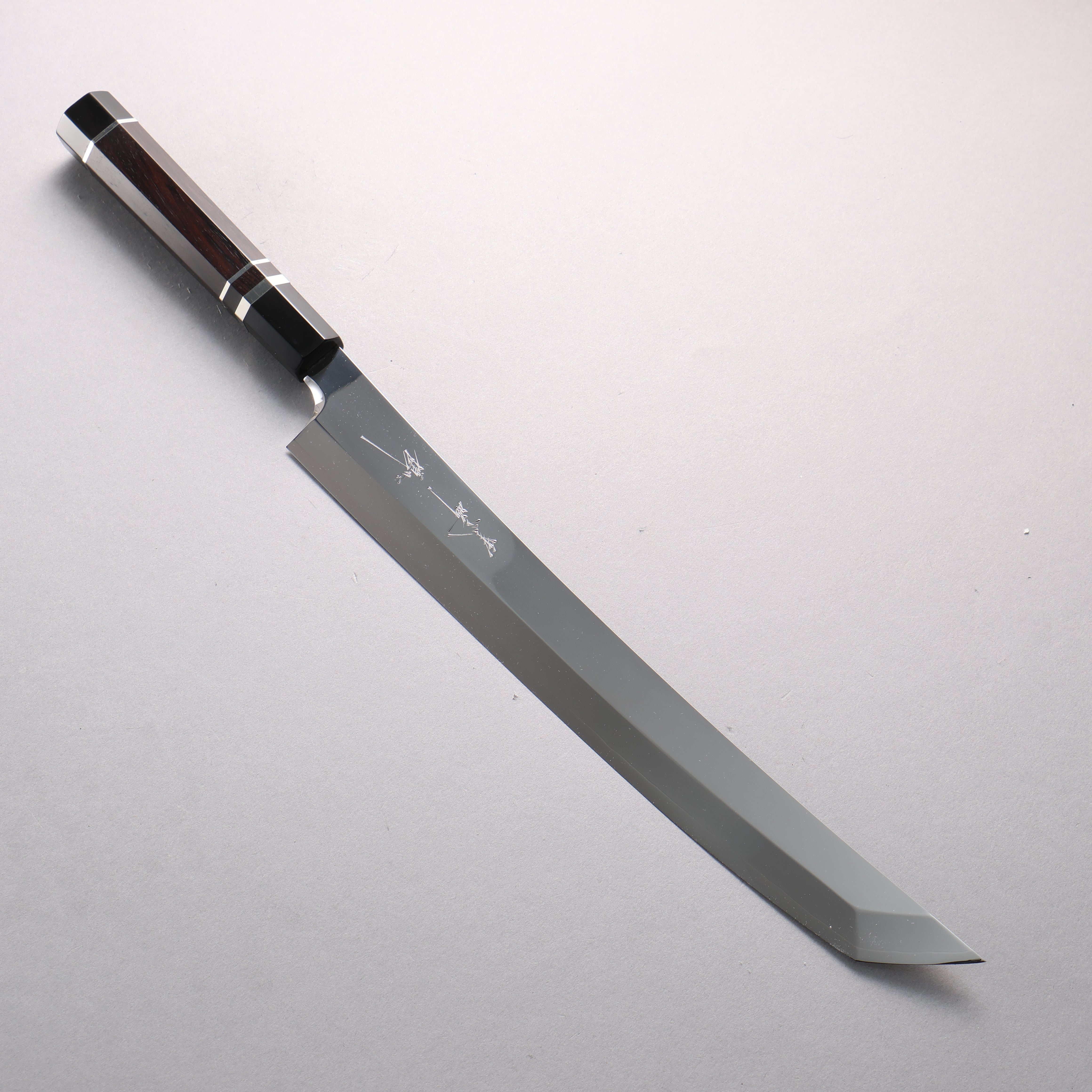 Yu Kurosaki SG2 Mirrored Finish Sakimaru Yanagiba 330mm Ebony Wood (with 3 Silver Rings) Handle with Sheath - Seisuke Knife