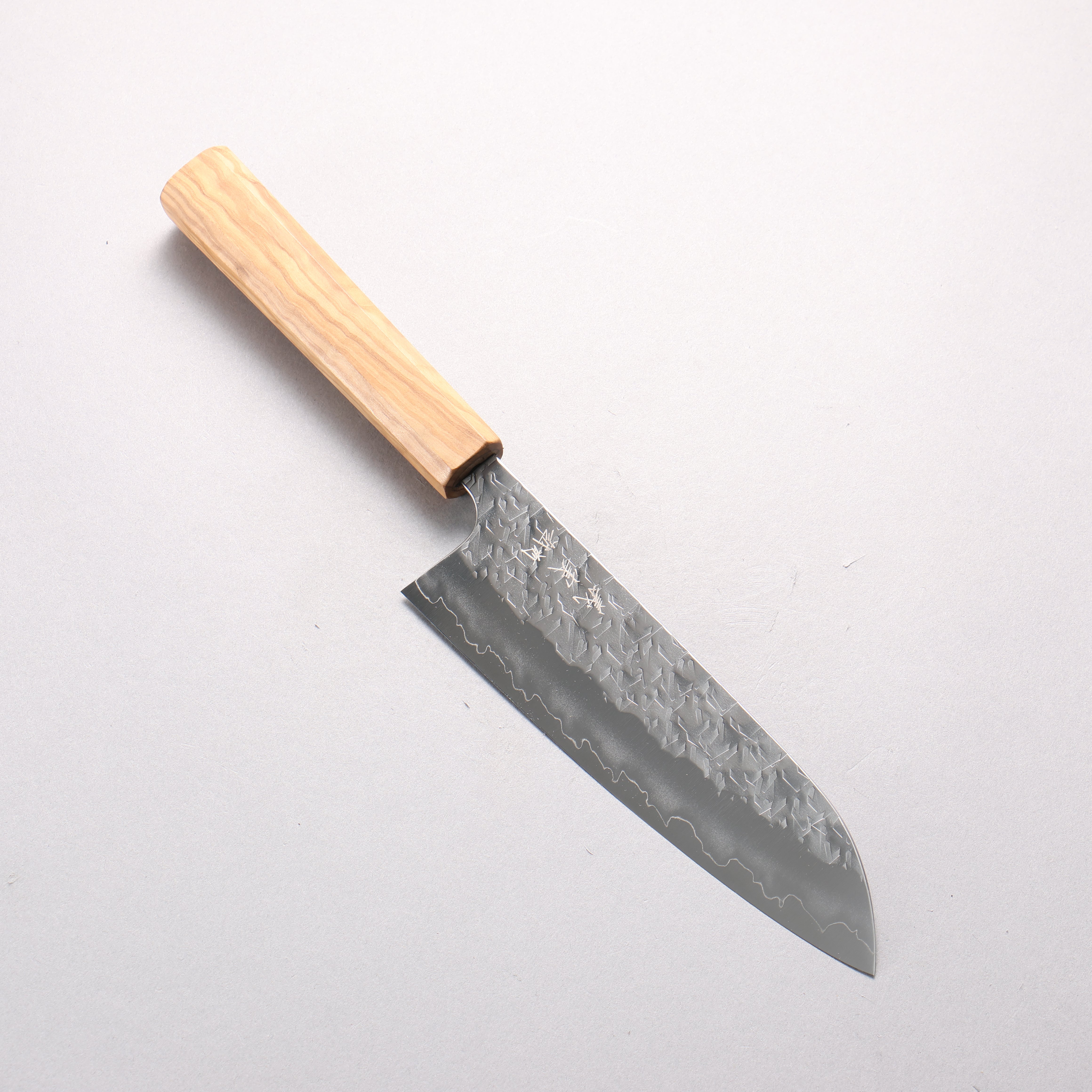 Yoshimi Kato Hyo SG2 Hammered Santoku 170mm Olive tree Handle - Seisuke Knife
