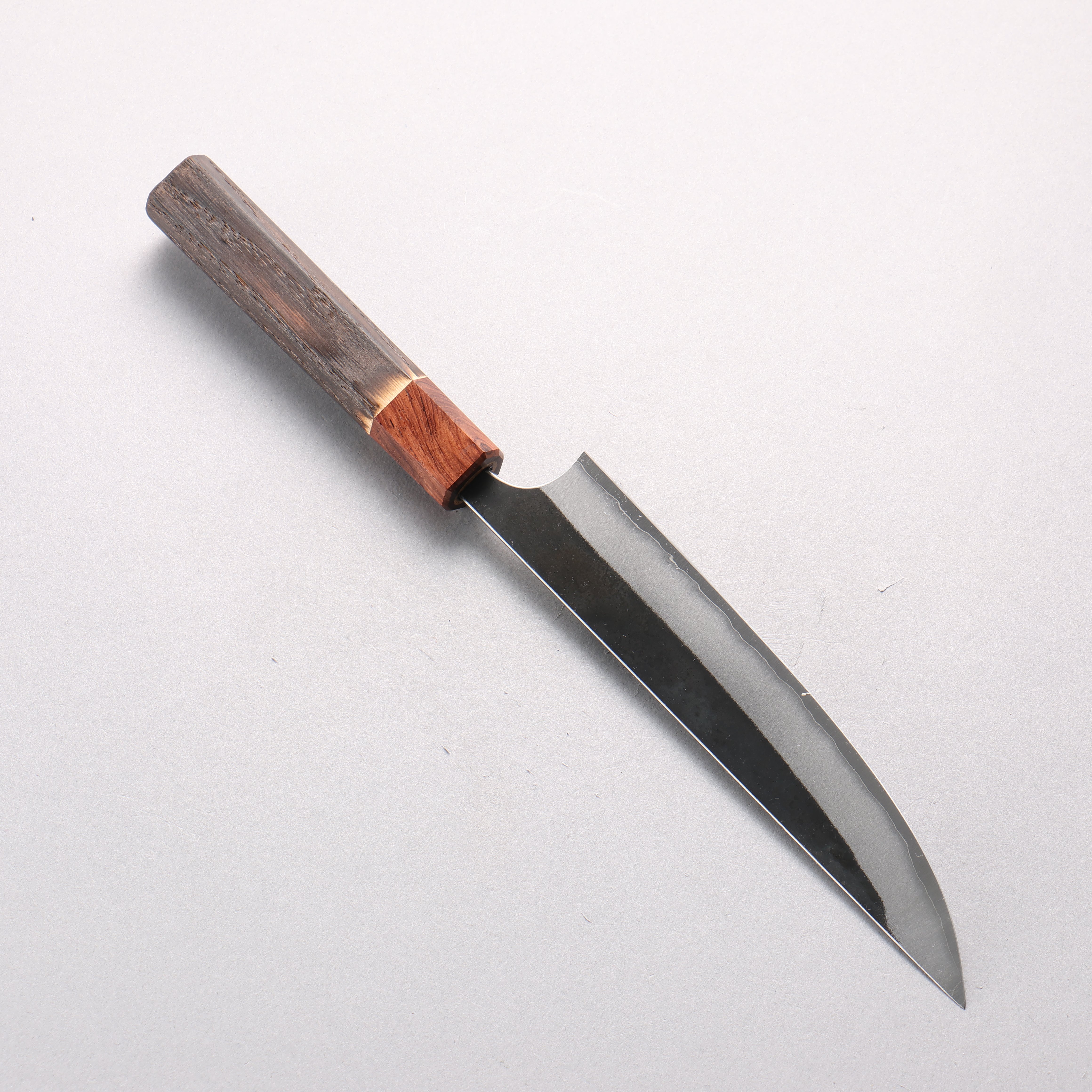 Yoshimi Kato Blue Super Kurouchi Kengata Petty-Utility 170mm Burnt Chestnut & Rosewood Handle - Seisuke Knife