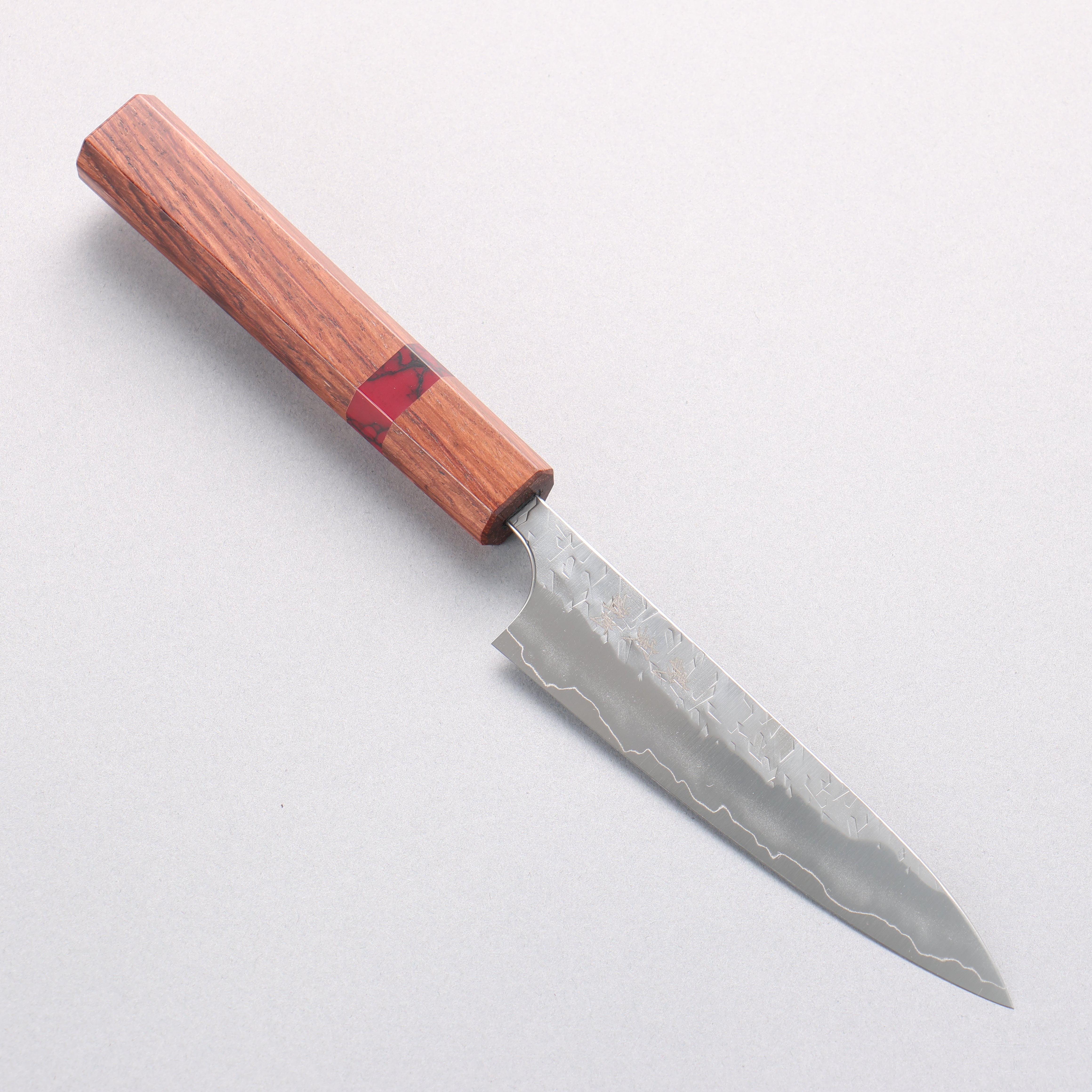 Yoshimi Kato Hyo SG2 Hammered Petty-Utility 120mm Rosewood & Red Turquoise Ring Handle - Seisuke Knife