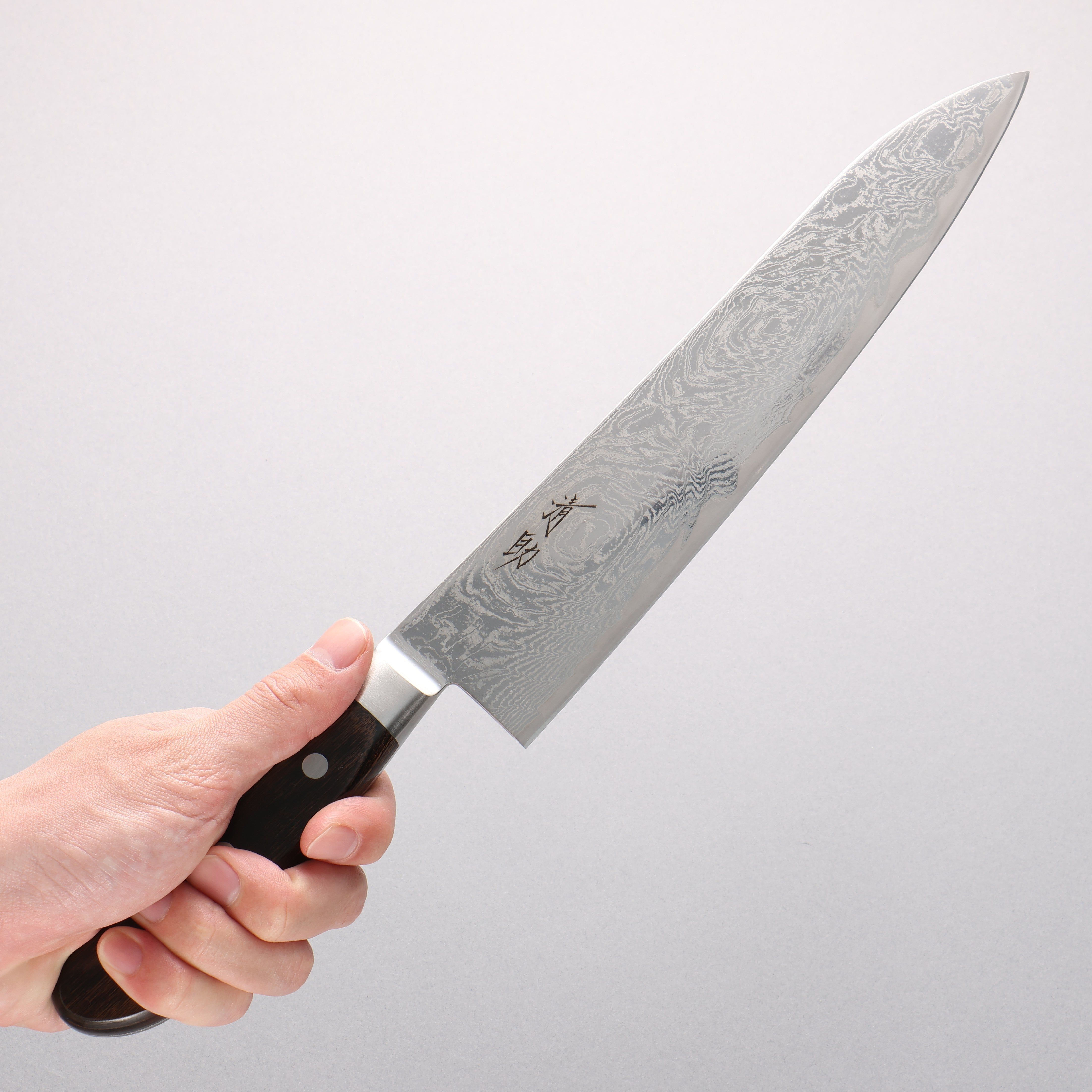 Seisuke Nami AUS10 Mirrored Finish Damascus Gyuto 240mm Brown Pakka wood Handle - Seisuke Knife
