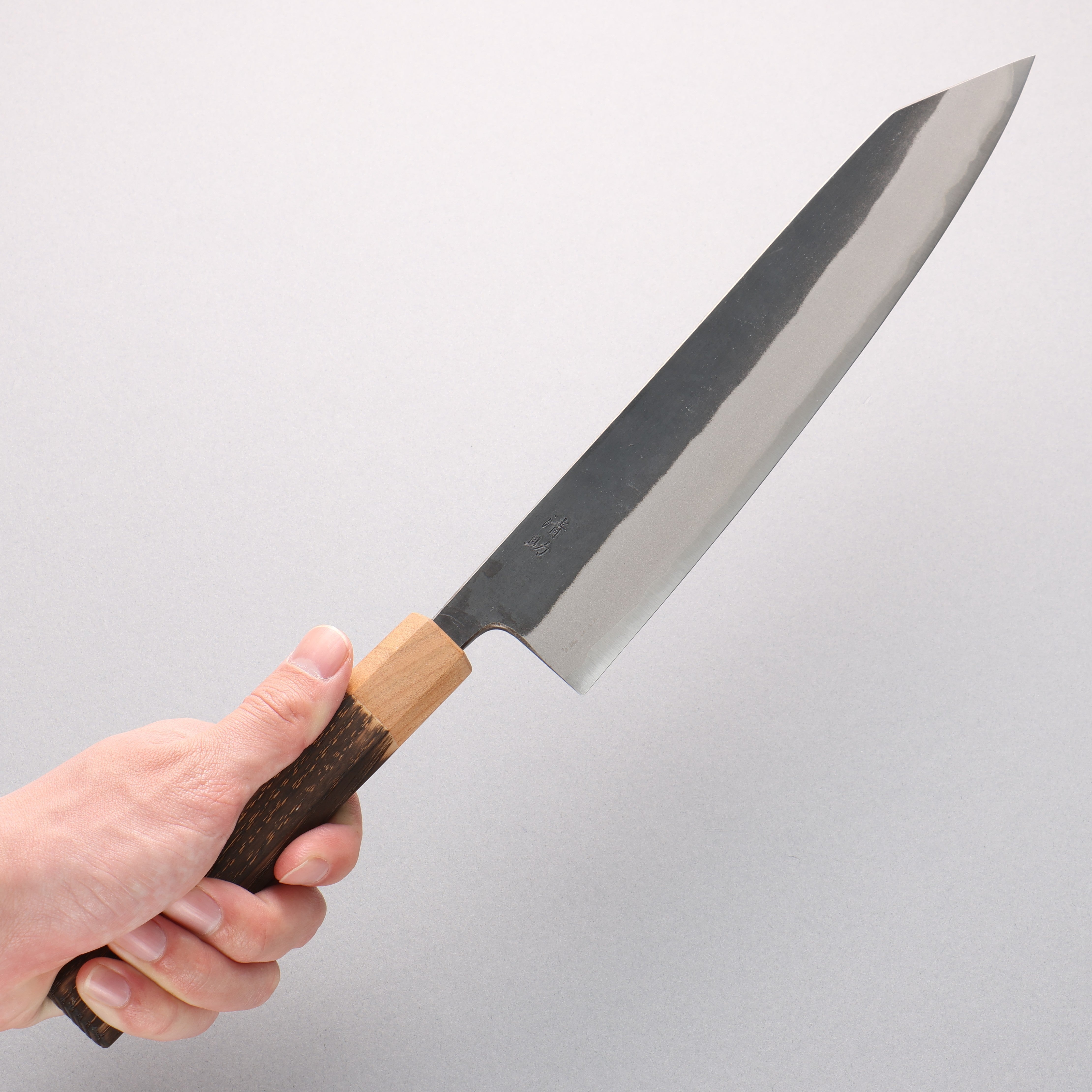 Seisuke Blue Steel No.2 Kurouchi Kiritsuke Gyuto 240mm Burnt Chestnut & Cherry Wood Handle - Seisuke Knife