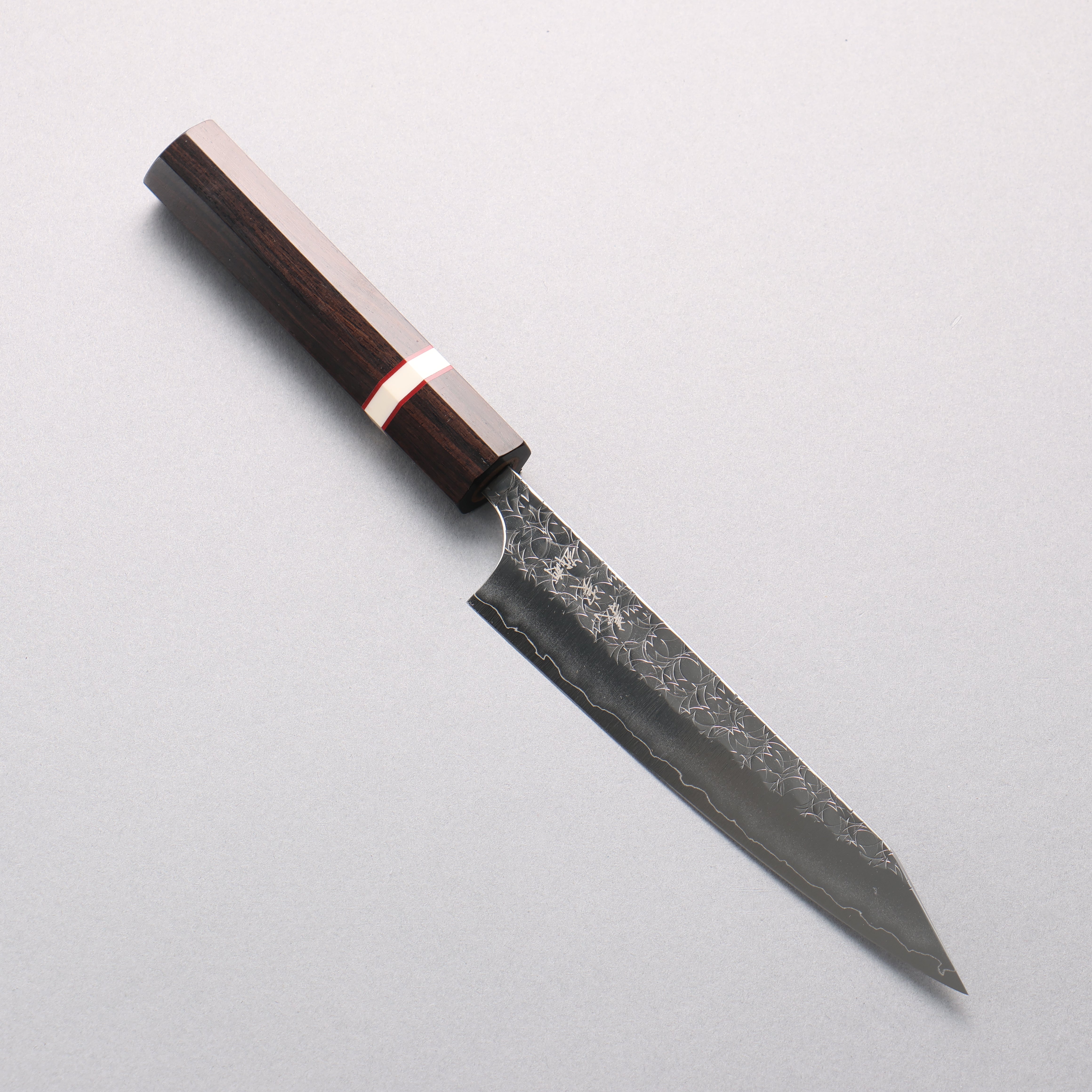 Yoshimi Kato Minamo SG2 Hammered Kiritsuke Petty-Utility 150mm Ebony Wood & White Ring Handle - Seisuke Knife