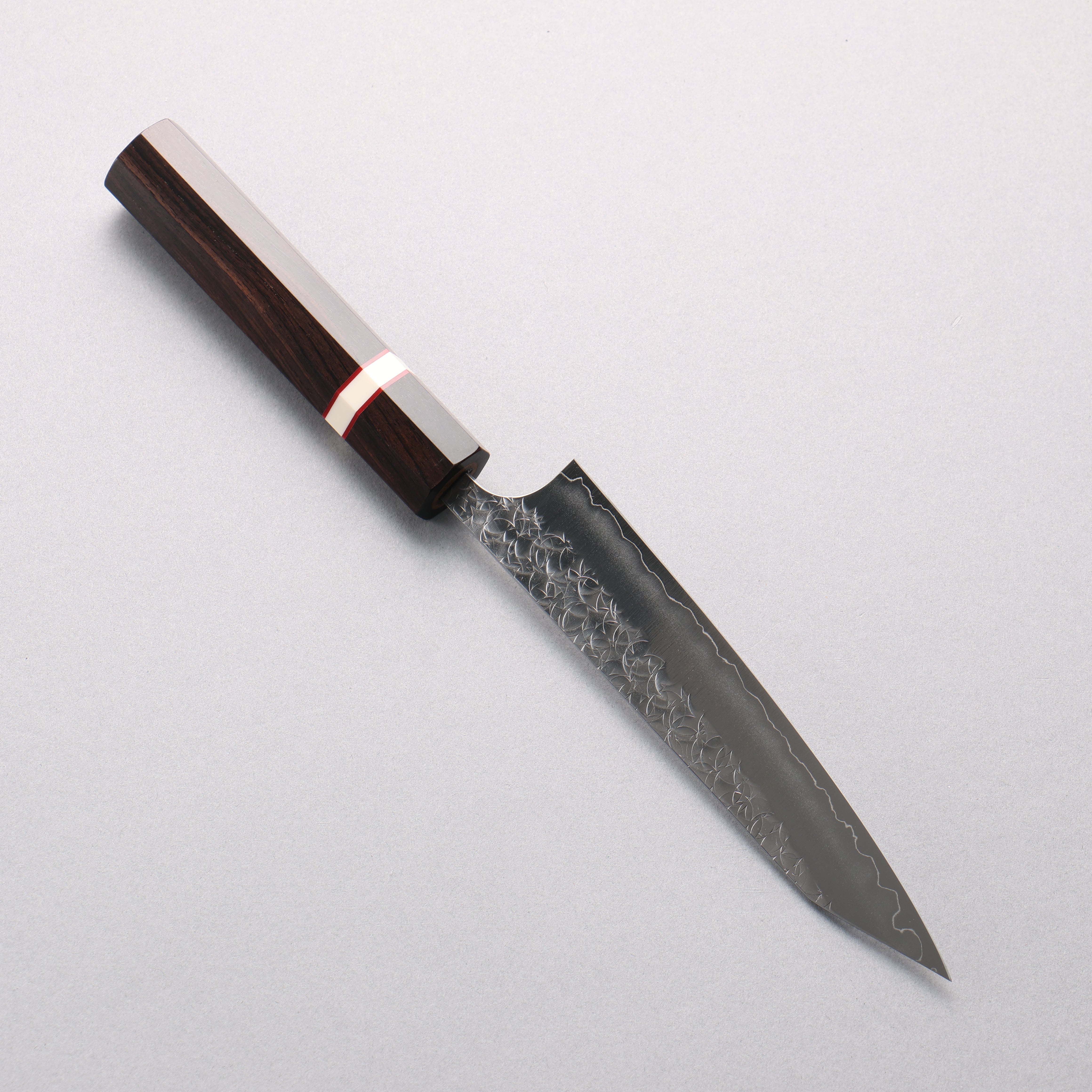 Yoshimi Kato Minamo SG2 Hammered Kiritsuke Petty-Utility 150mm Ebony Wood & White Ring Handle - Seisuke Knife