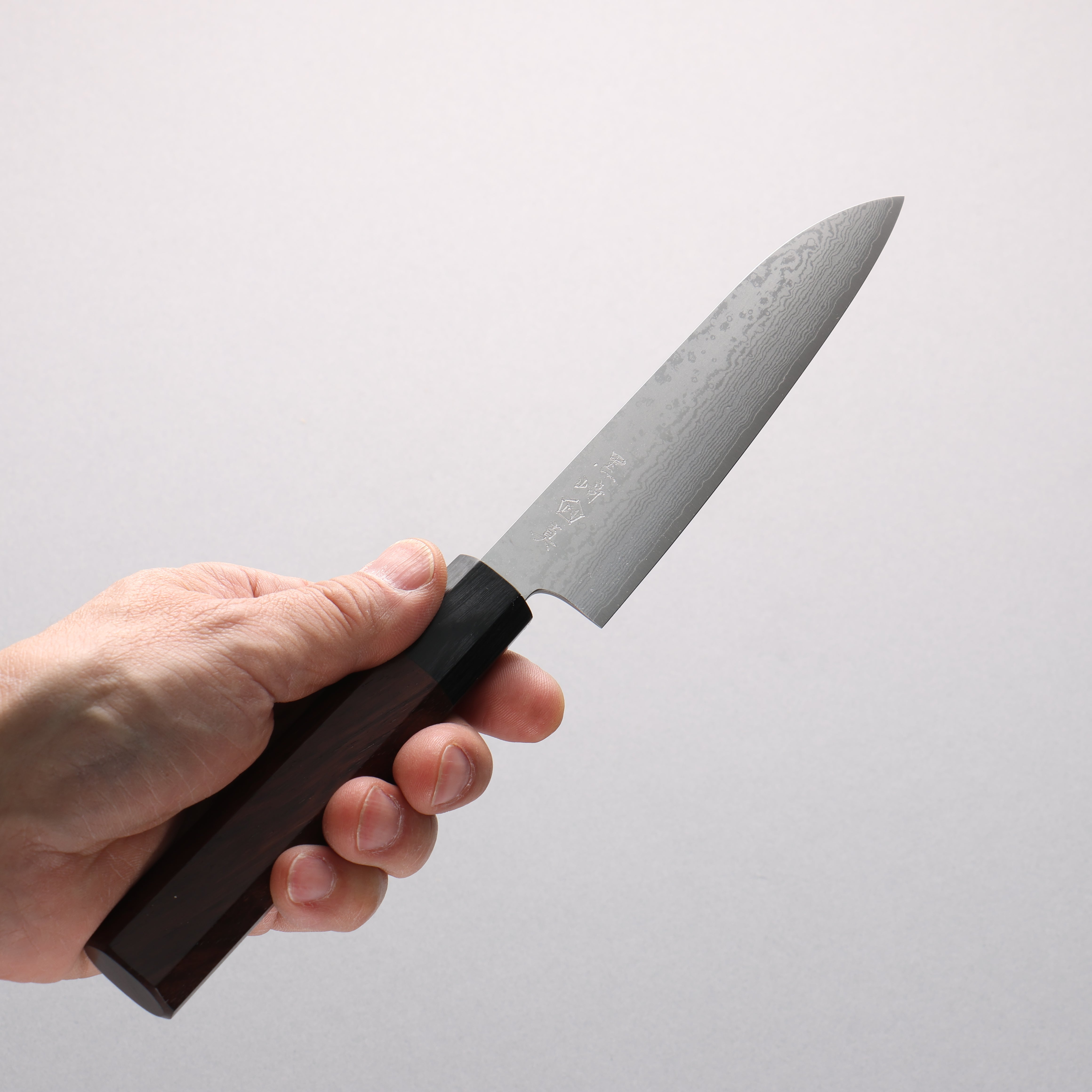 Makoto Kurosaki VG7 Damascus Petty-Utility 135mm Octagonal Shitan & Black Pakka Wood Handle - Seisuke Knife