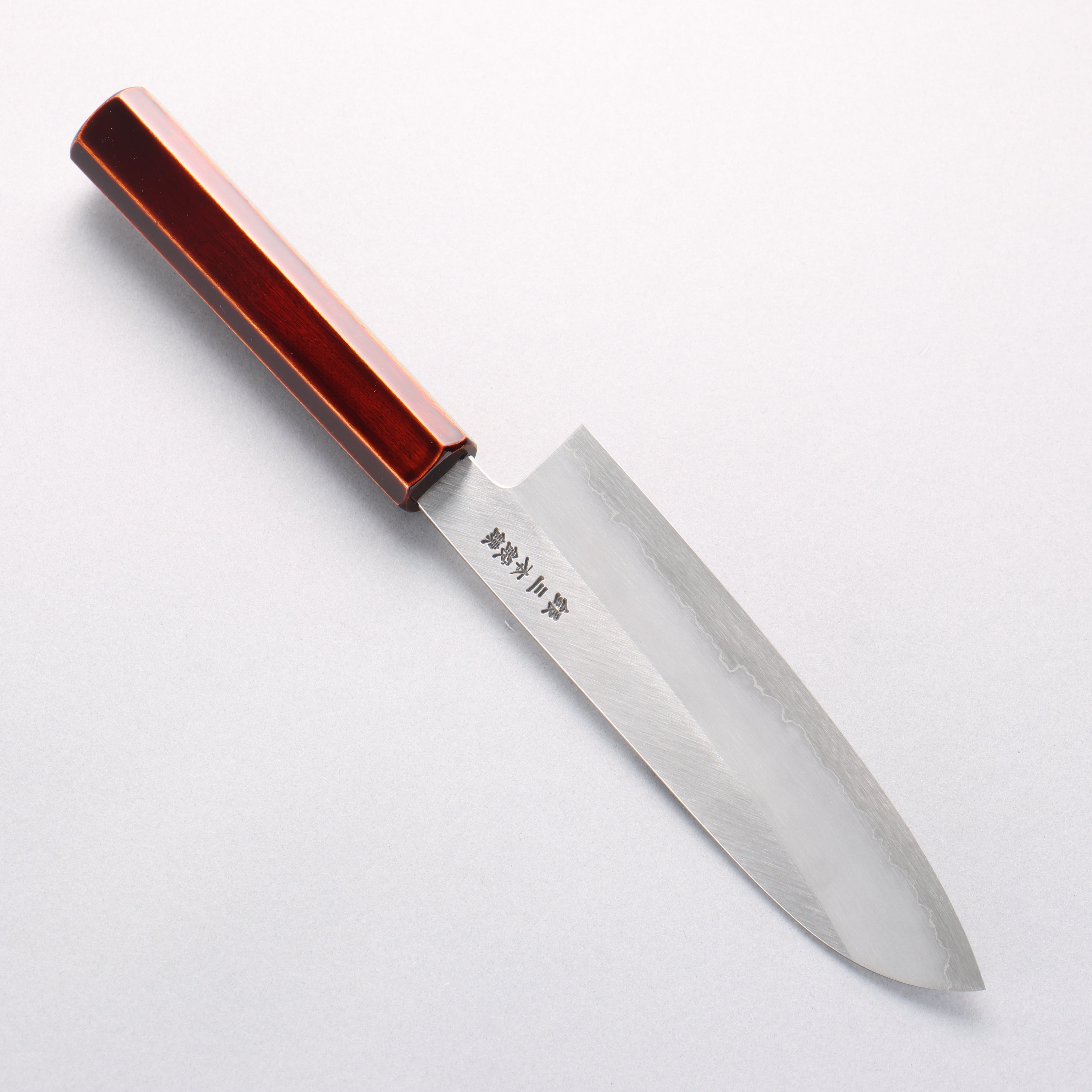 Hado Silver Steel No.3 Migaki Santoku 180mm Kijiro-Nuri Lacquered Handle - Seisuke Knife