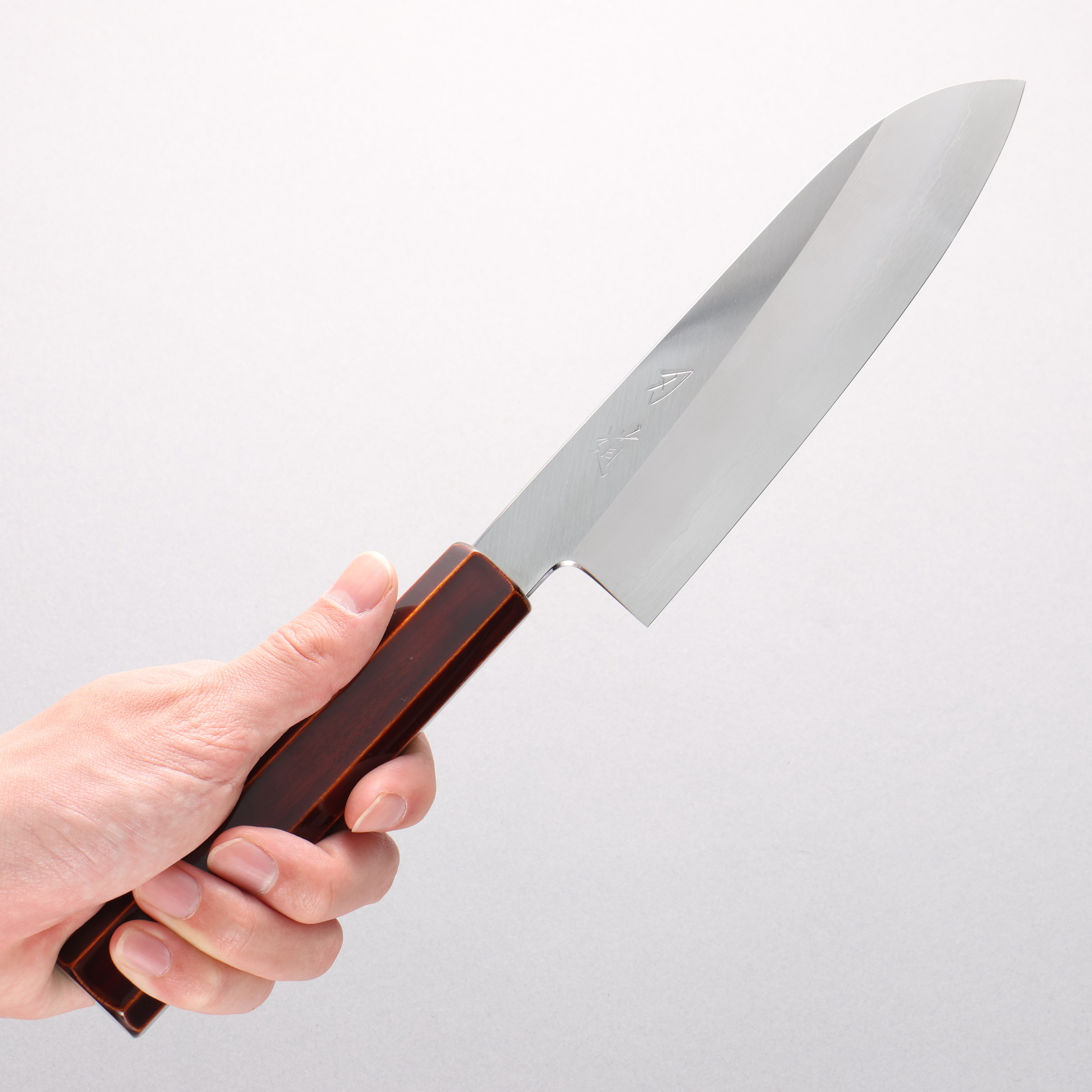 Hado Silver Steel No.3 Migaki Santoku 180mm Kijiro-Nuri Lacquered Handle - Seisuke Knife