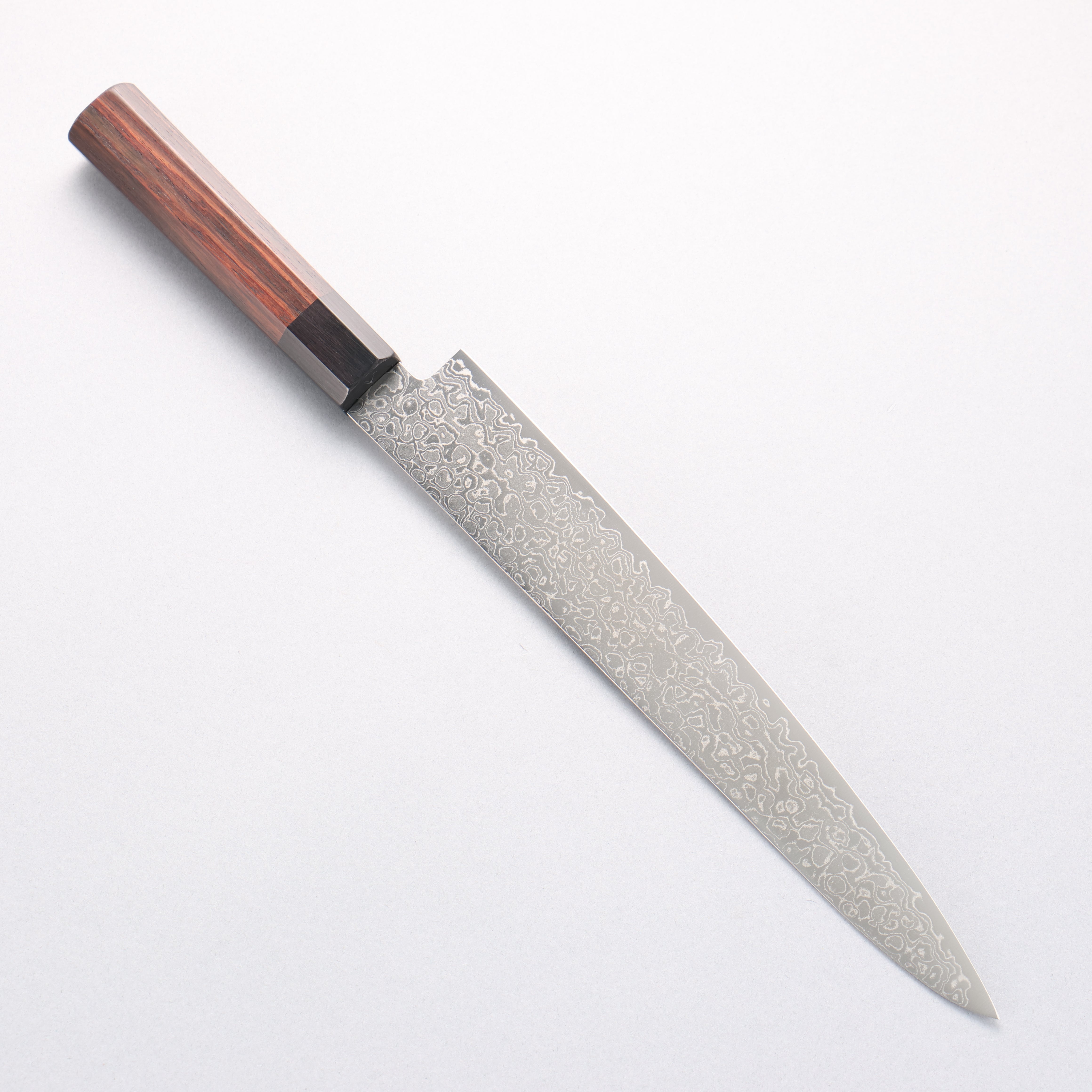 Seisuke AUS10 Damascus Migaki Finished Sujihiki 240mm Rosewood (Ferrule: Black Pakka Wood) Handle - Seisuke Knife