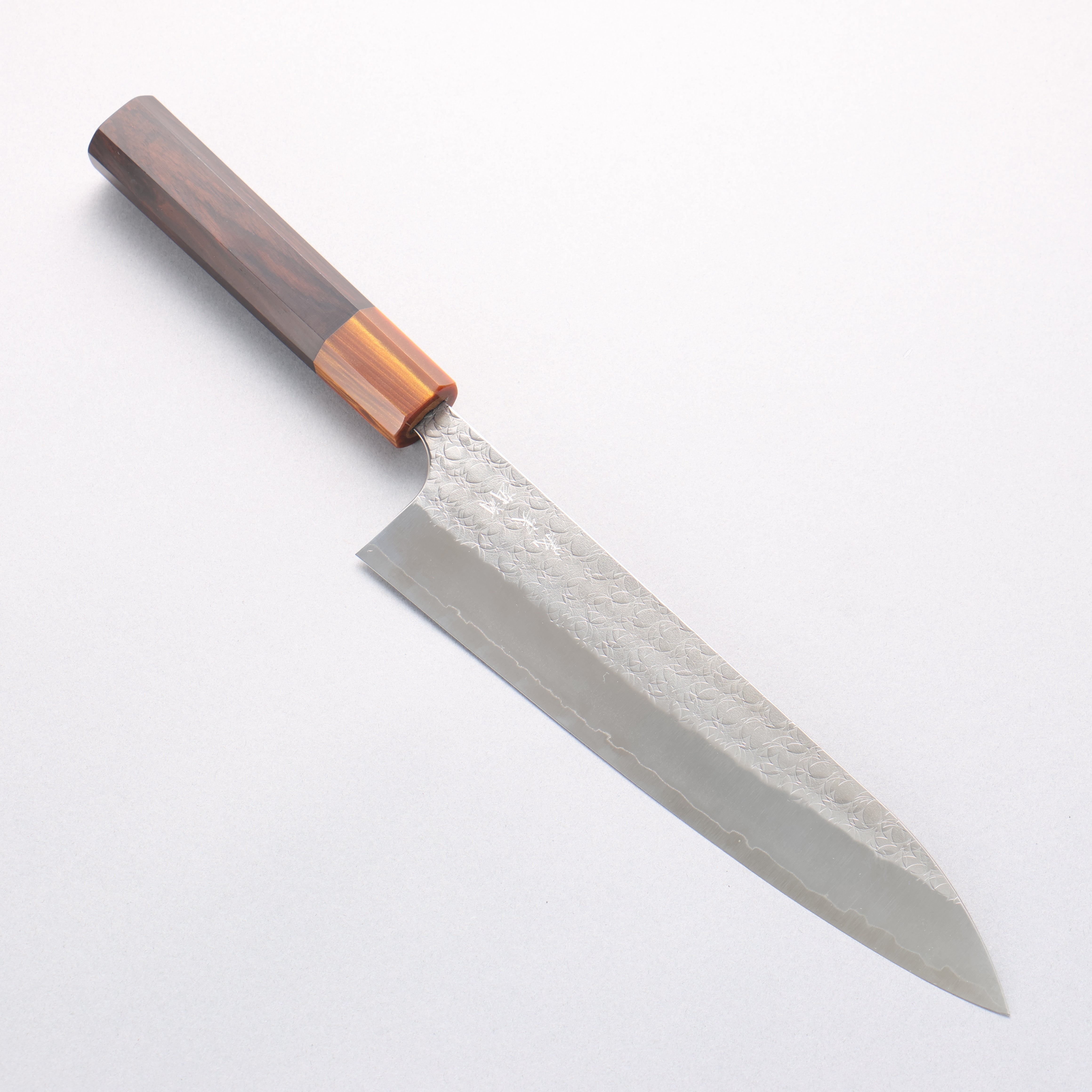 Yoshimi Kato Minamo SG2 Hammered Gyuto 210mm Ebony (ferrule: Orange Resin) Handle - Seisuke Knife