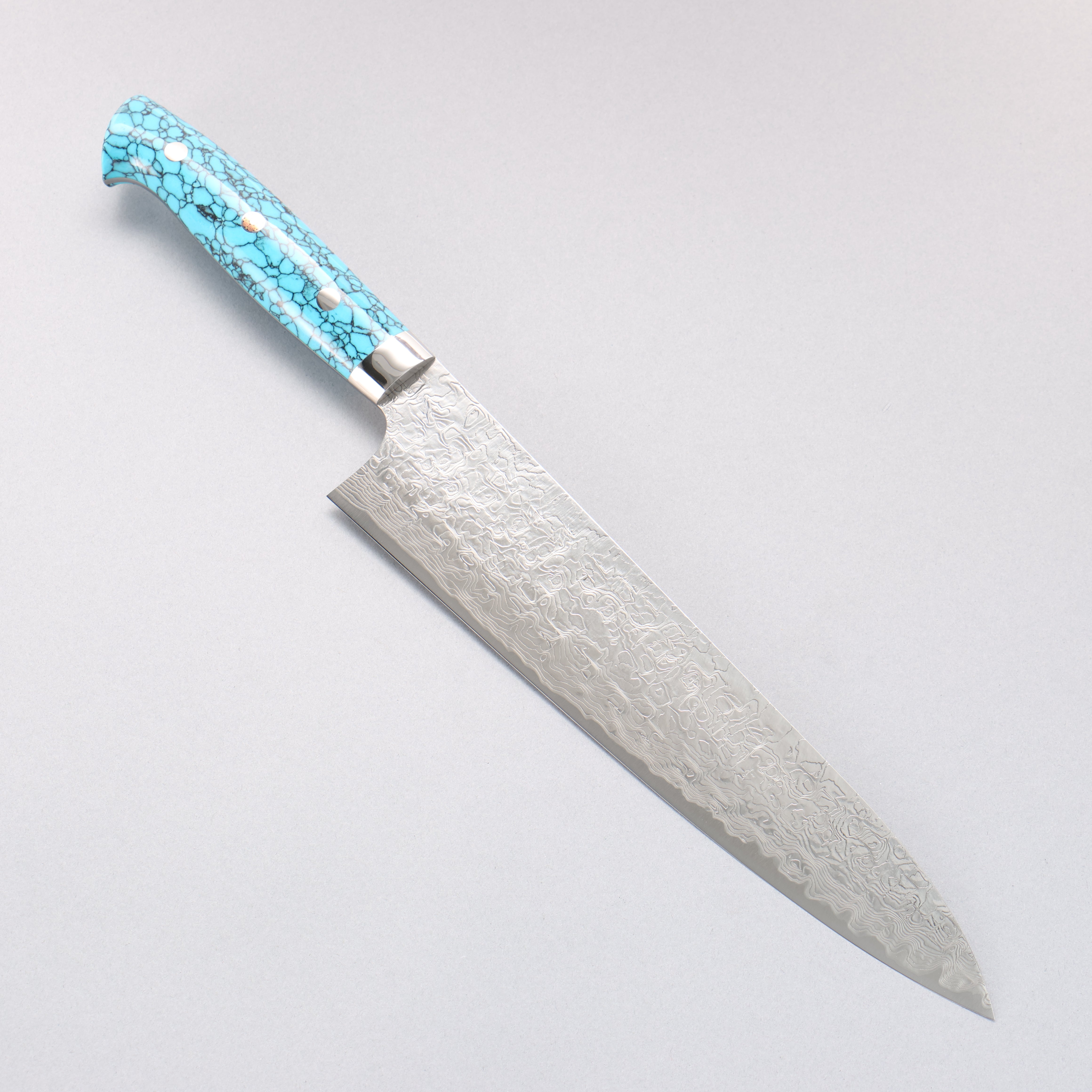 Takeshi Saji SG2 Diamond Finish Gyuto 240mm Nomura Style Turquoise Handle - Seisuke Knife