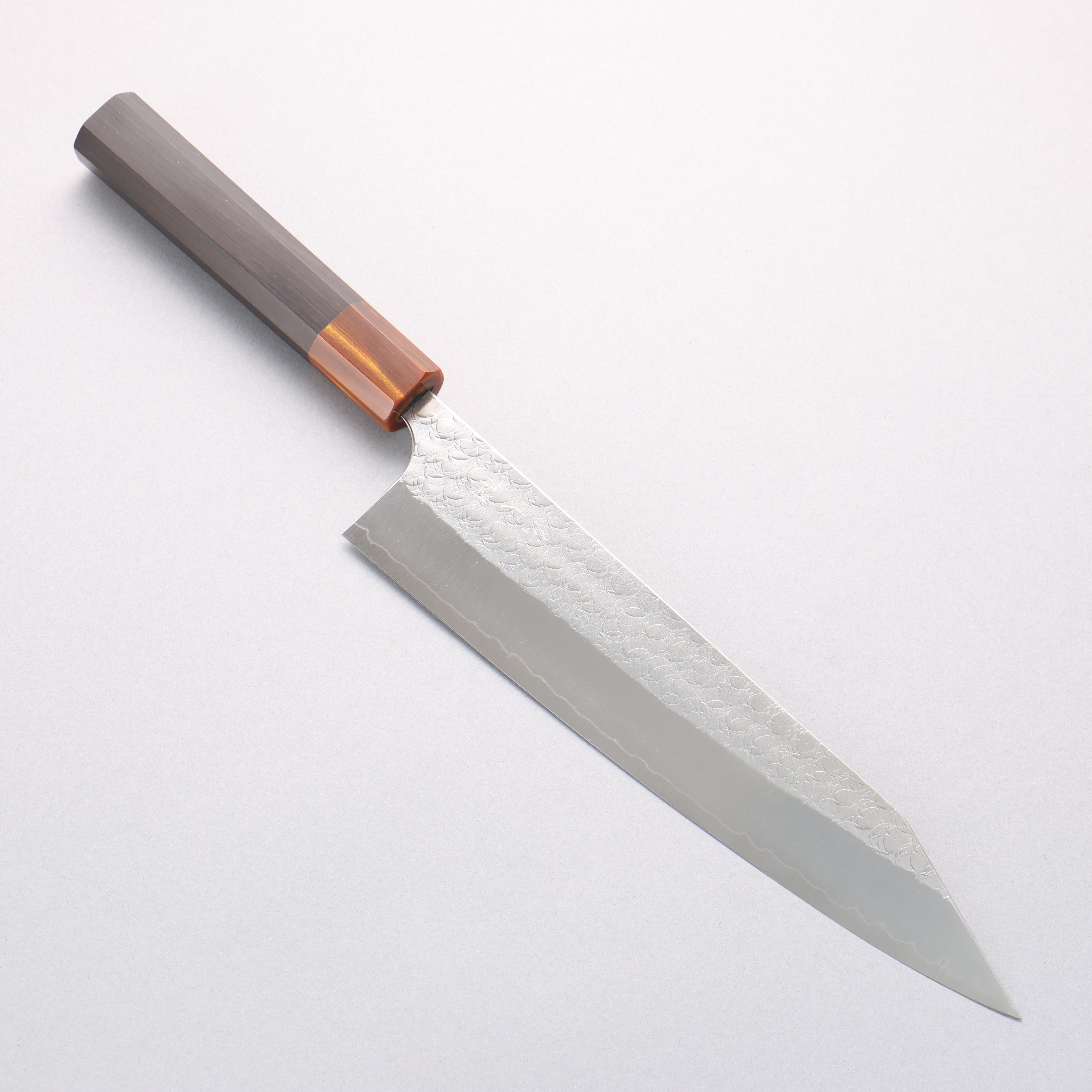 Yoshimi Kato Minamo SG2 Hammered Gyuto 240mm Ebony (ferrule: Orange Resin) Handle - Seisuke Knife