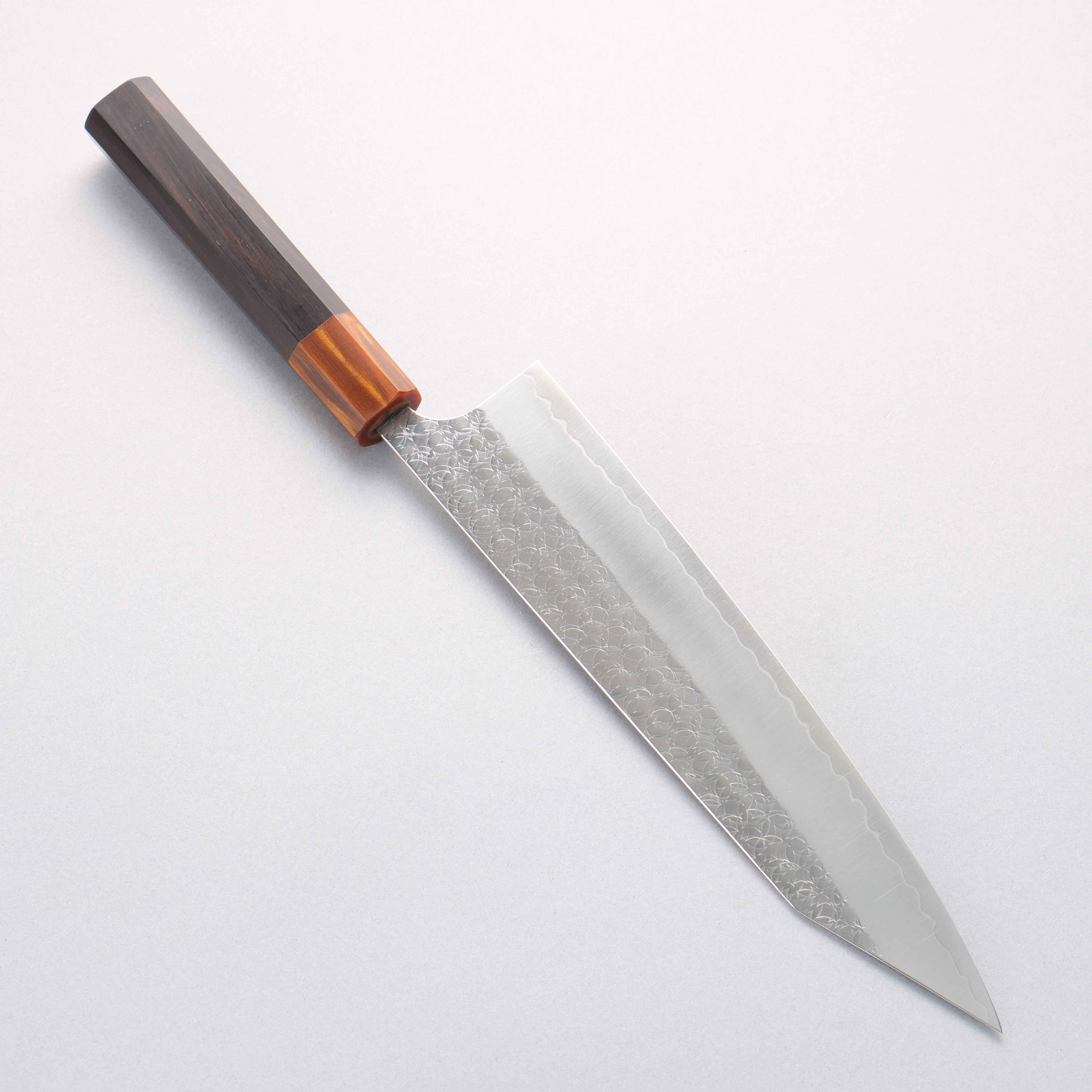Yoshimi Kato Minamo SG2 Hammered Gyuto 240mm Ebony (ferrule: Orange Resin) Handle - Seisuke Knife