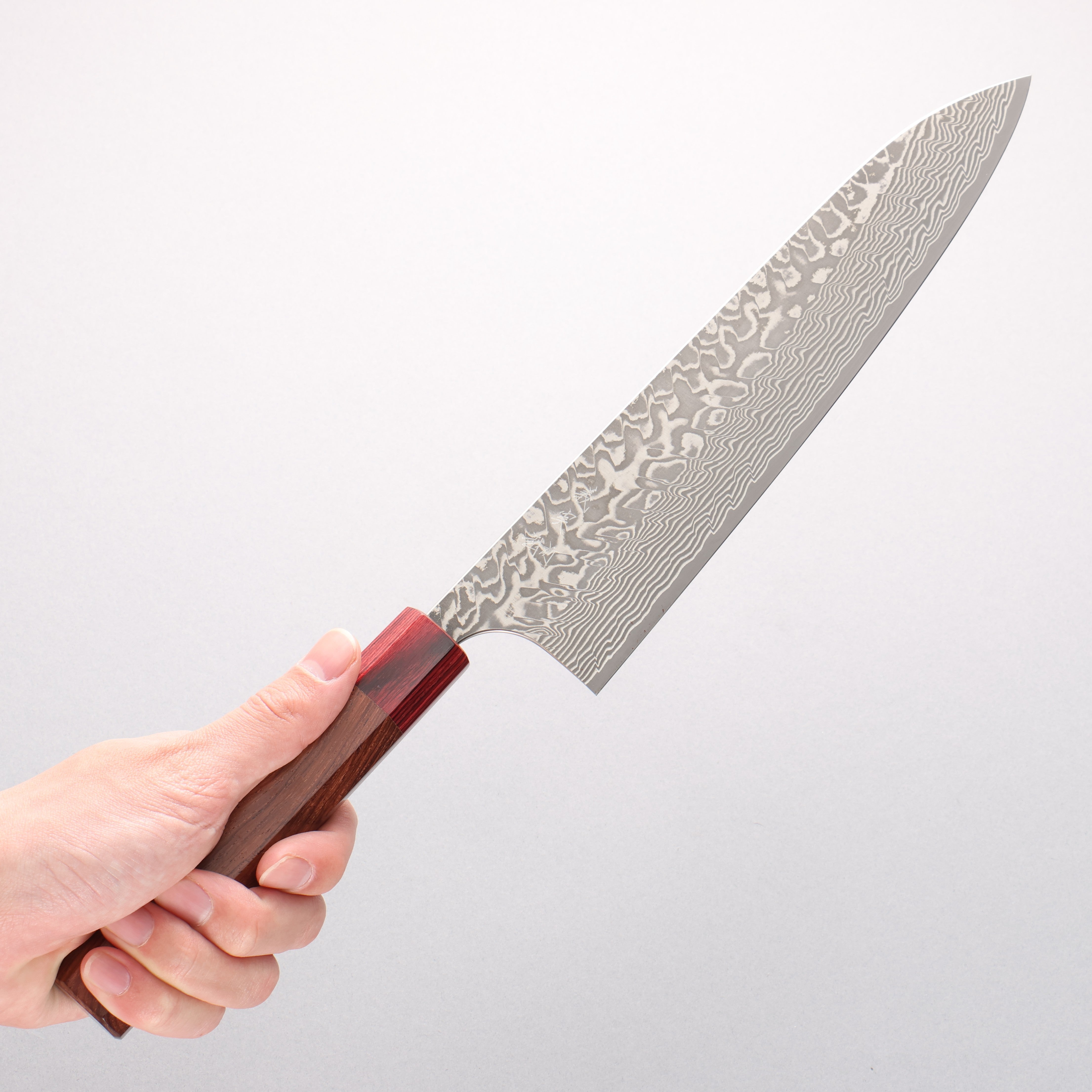 Yoshimi Kato SG2 Black Damascus Gyuto 240mm Honduras (ferrule: Red Pakka wood) Handle - Seisuke Knife