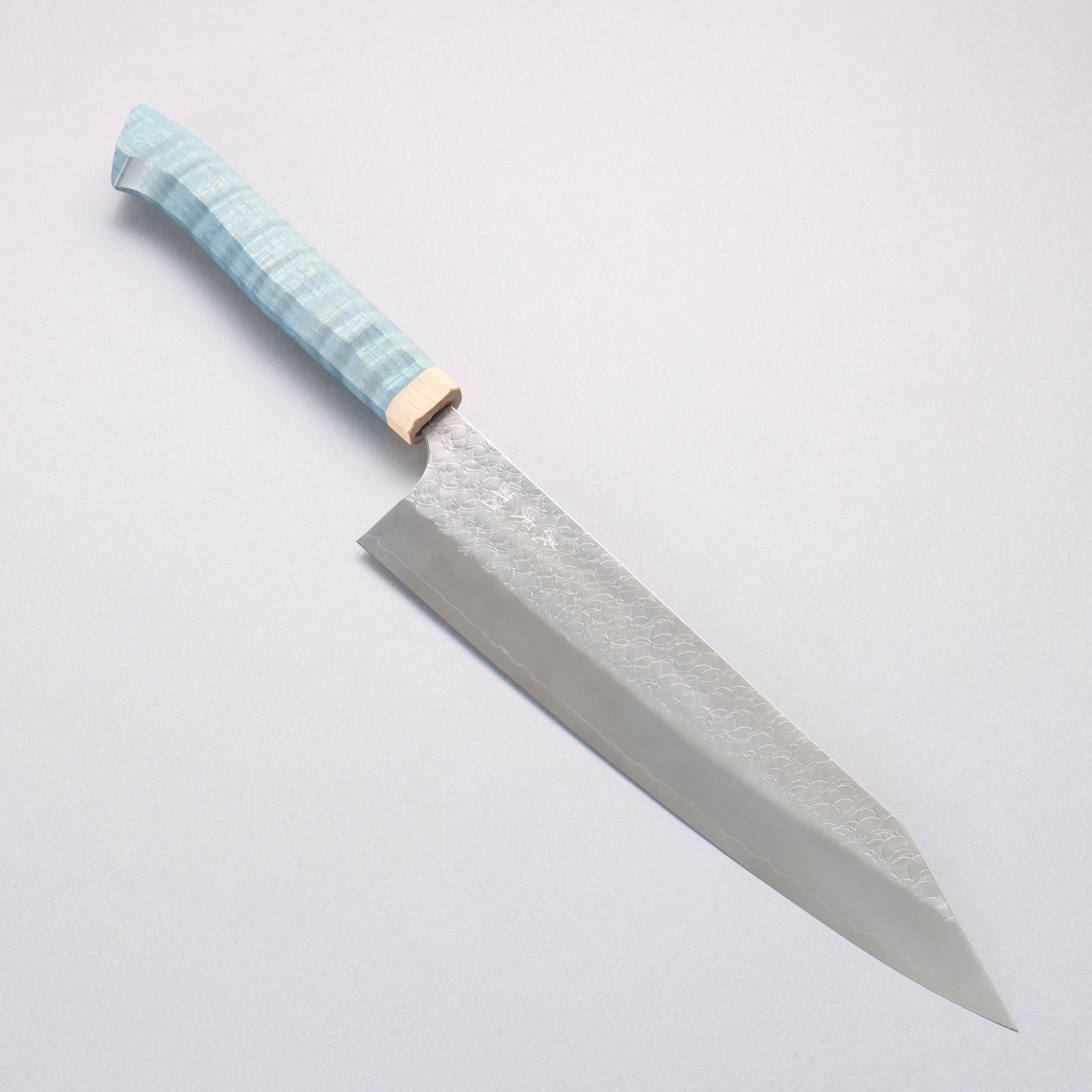 Yoshimi Kato Minamo SG2 Hammered Kiritsuke Gyuto 240mm Blue Western-Style Handle - Seisuke Knife
