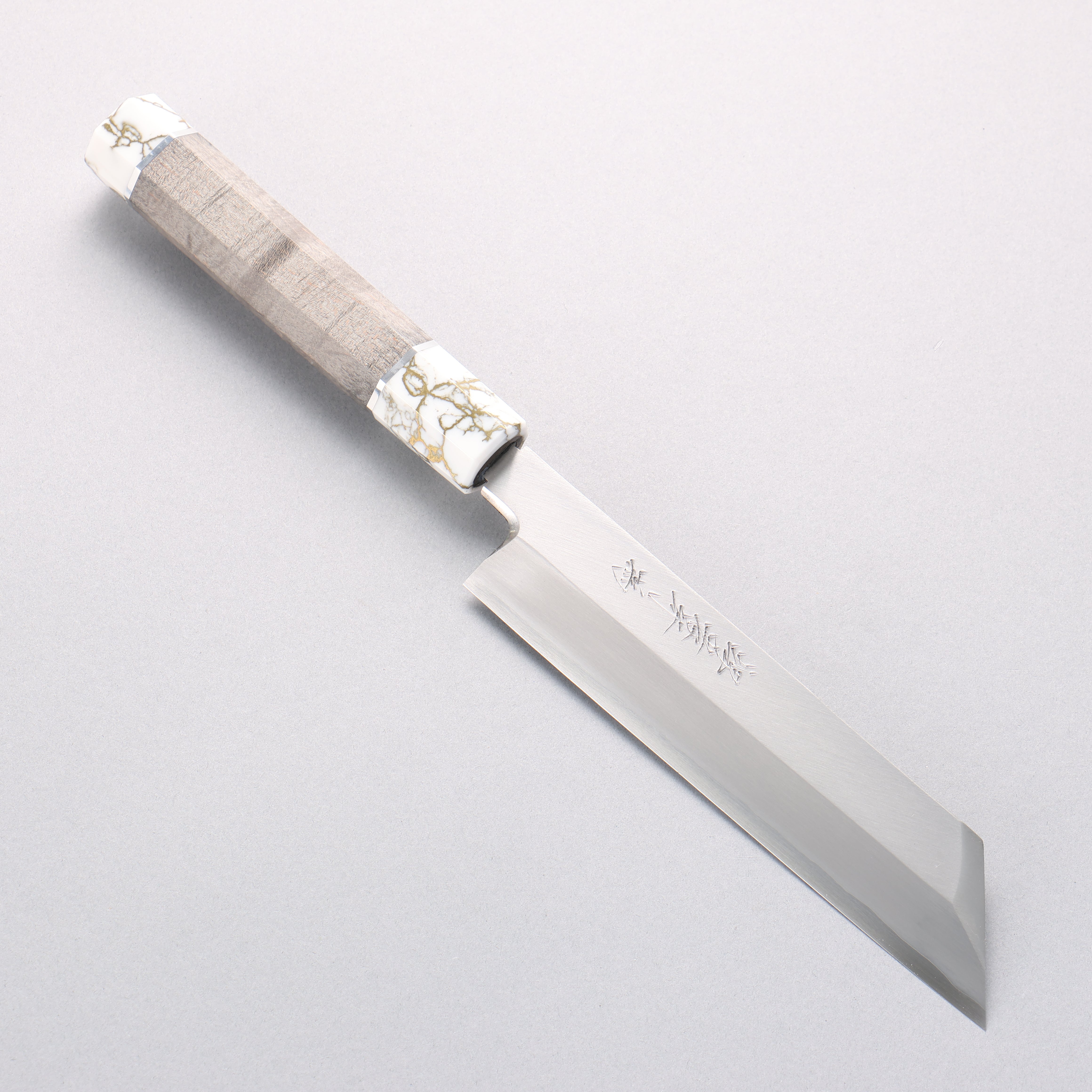 Sakai Takayuki Chef Series Silver Steel No.3 Mukimono 180mm Stabilized Wood & White Resin Handle with Sheath - Seisuke Knife
