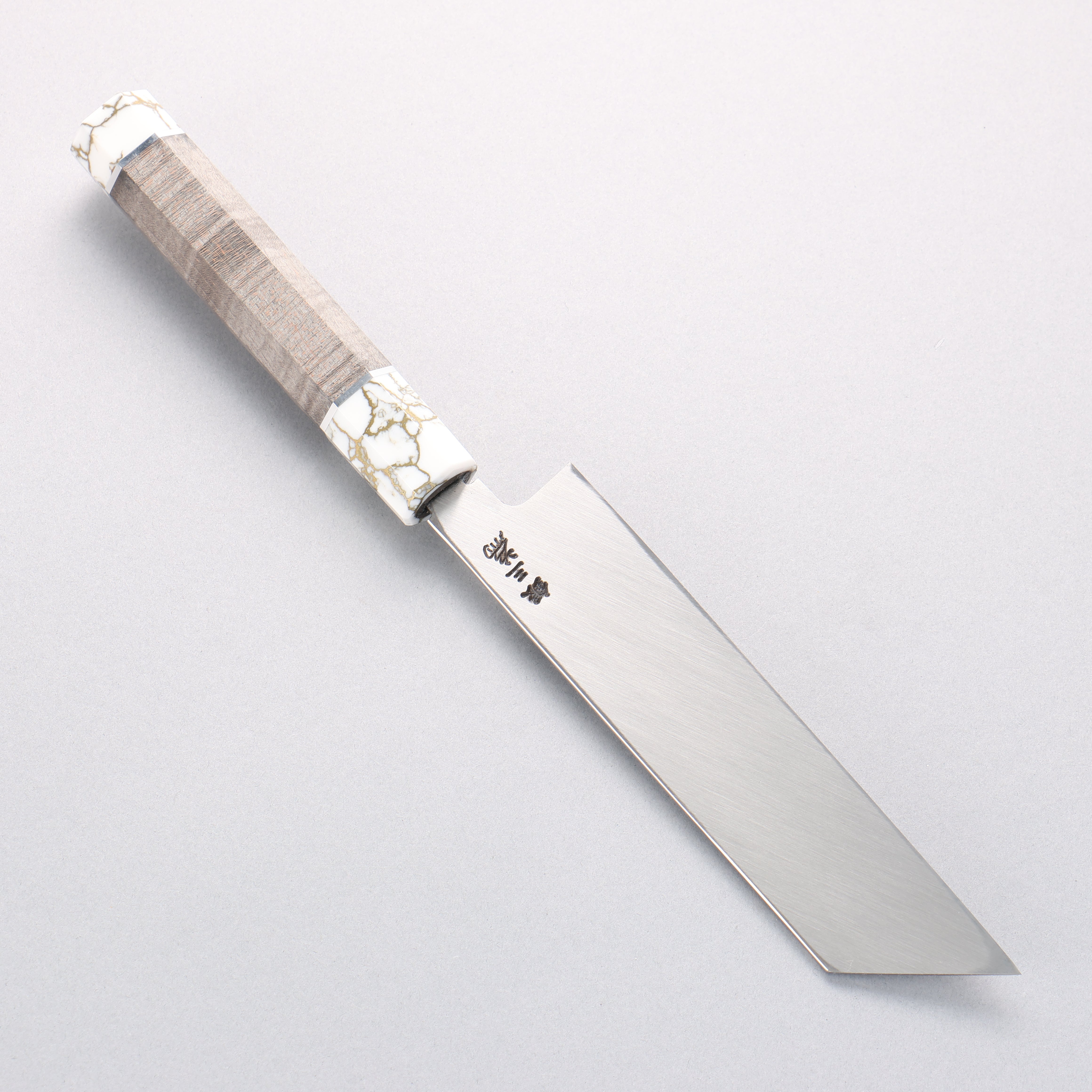 Sakai Takayuki Chef Series Silver Steel No.3 Mukimono 180mm Stabilized Wood & White Resin Handle with Sheath - Seisuke Knife