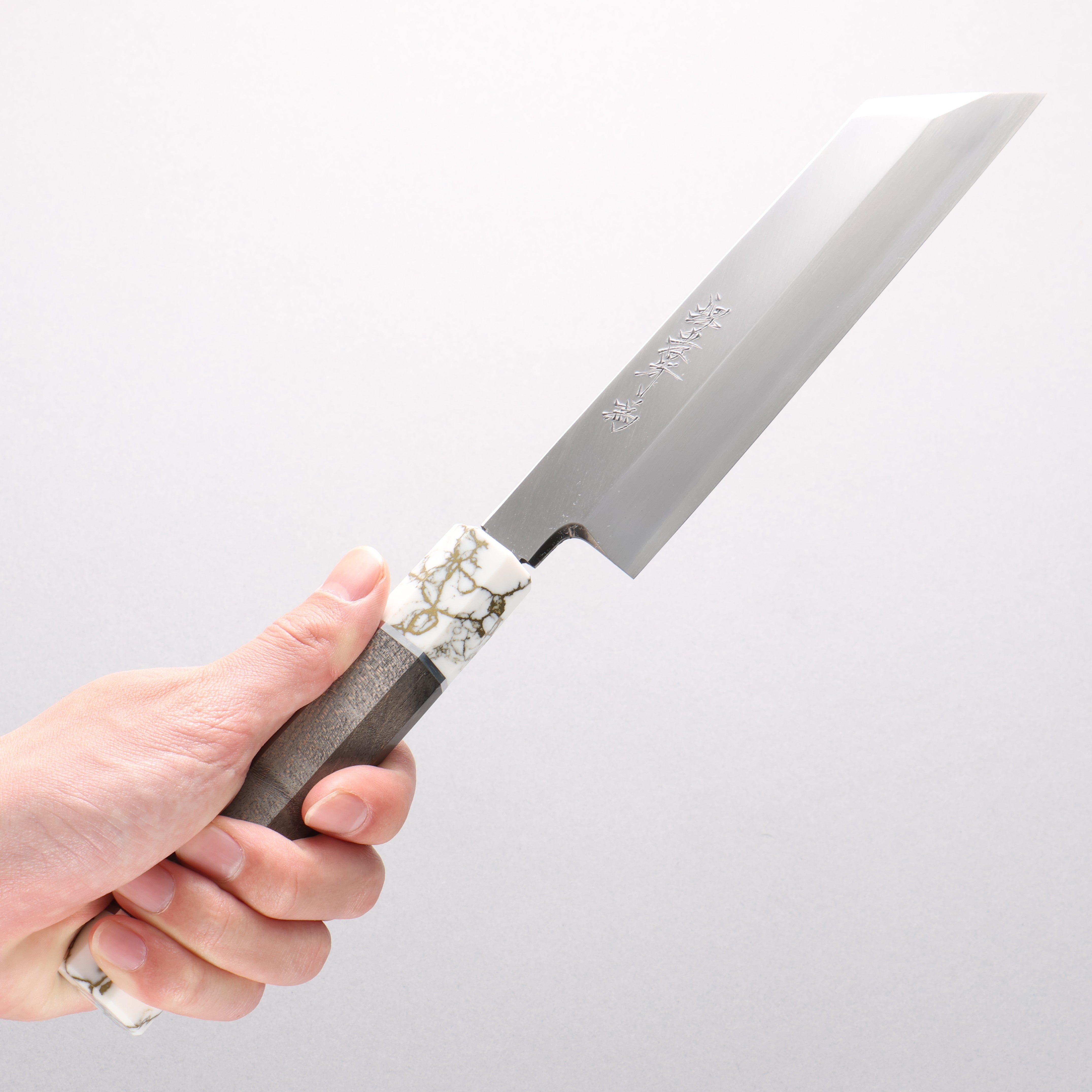 Sakai Takayuki Chef Series Silver Steel No.3 Mukimono 180mm Stabilized Wood & White Resin Handle with Sheath - Seisuke Knife