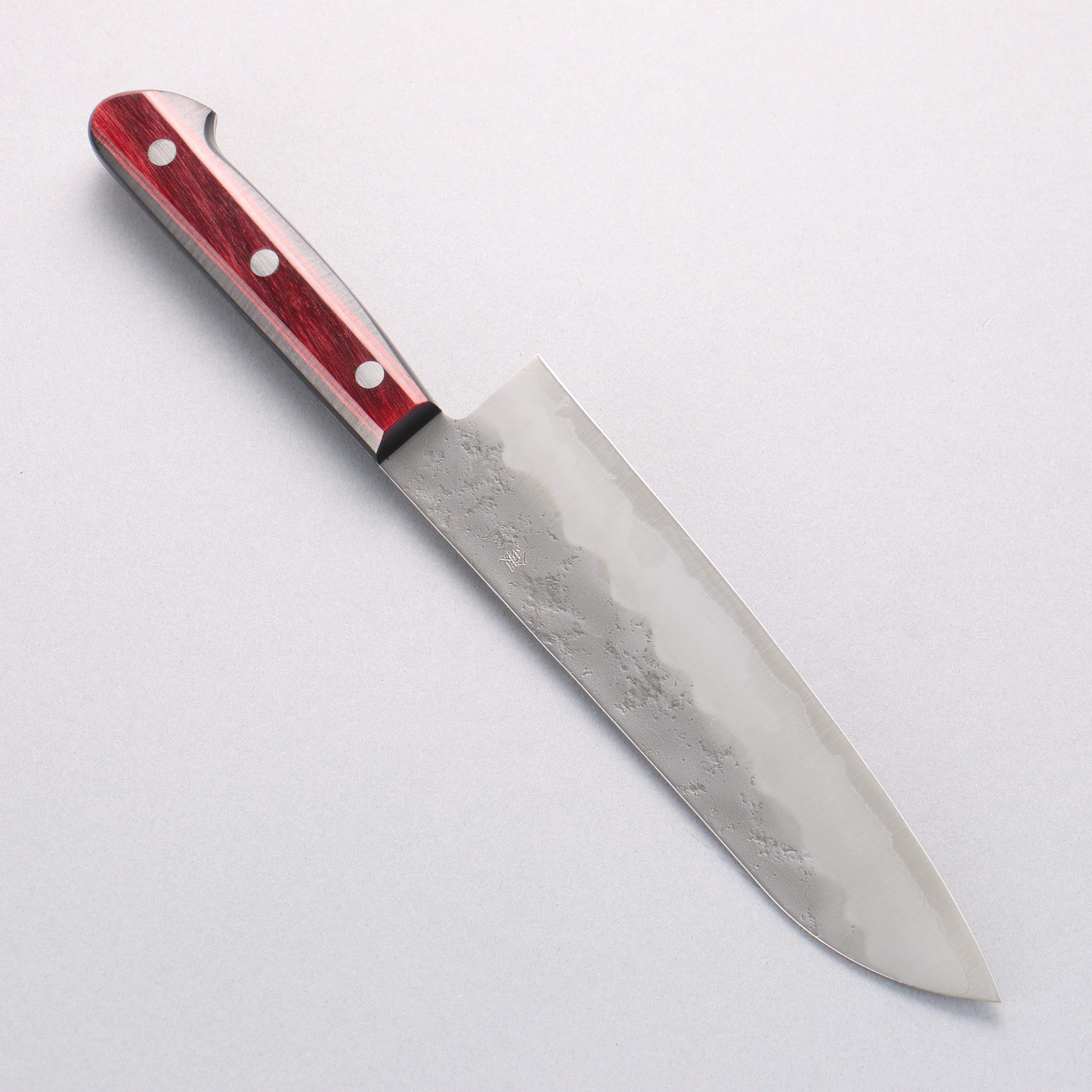 Seisuke Silver Steel No.3 Nashiji Santoku 180mm Red Pakkawood Handle - Seisuke Knife