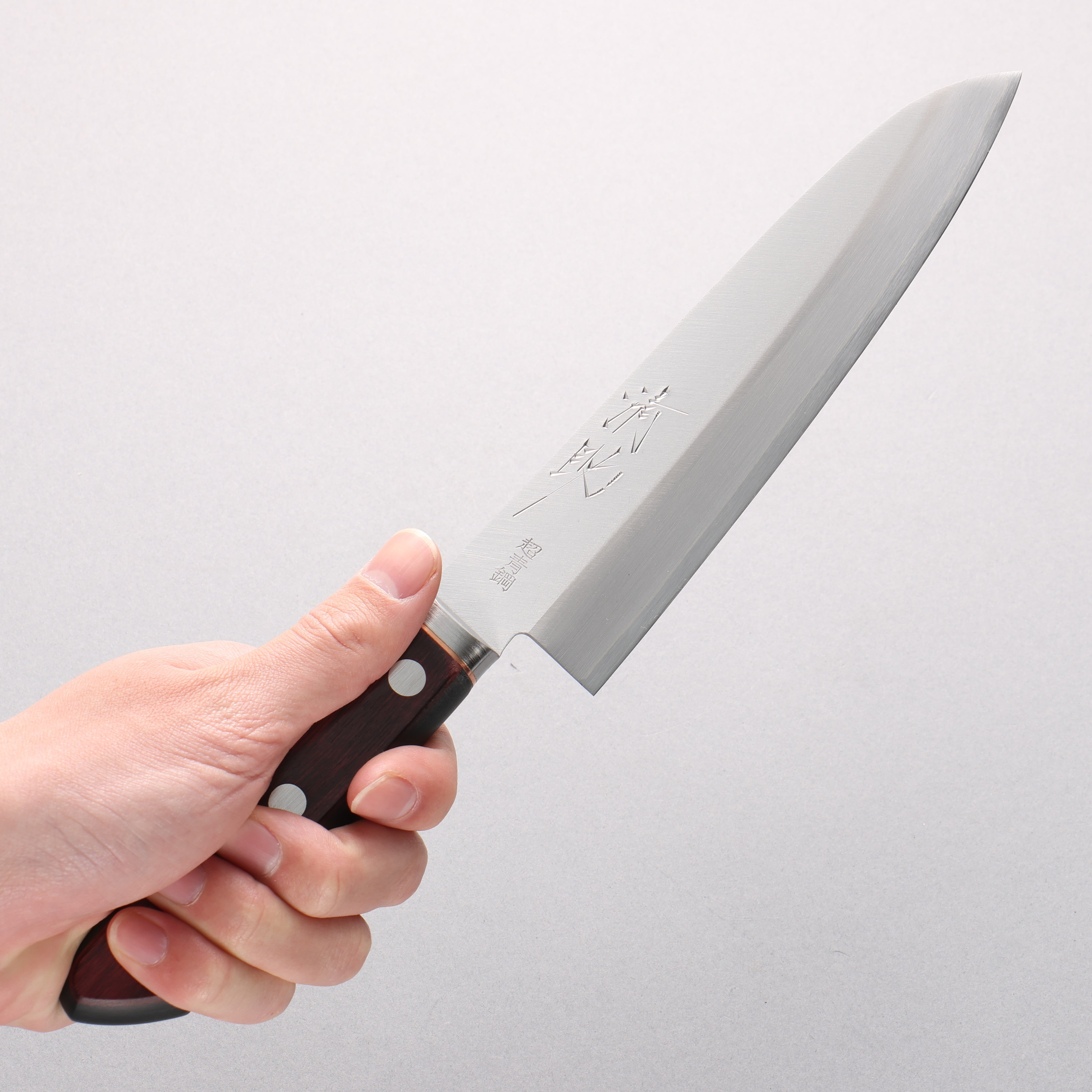 Seisuke Blue Super Migaki Finished Gyuto 180mm Red and Black Pakka wood Handle - Seisuke Knife