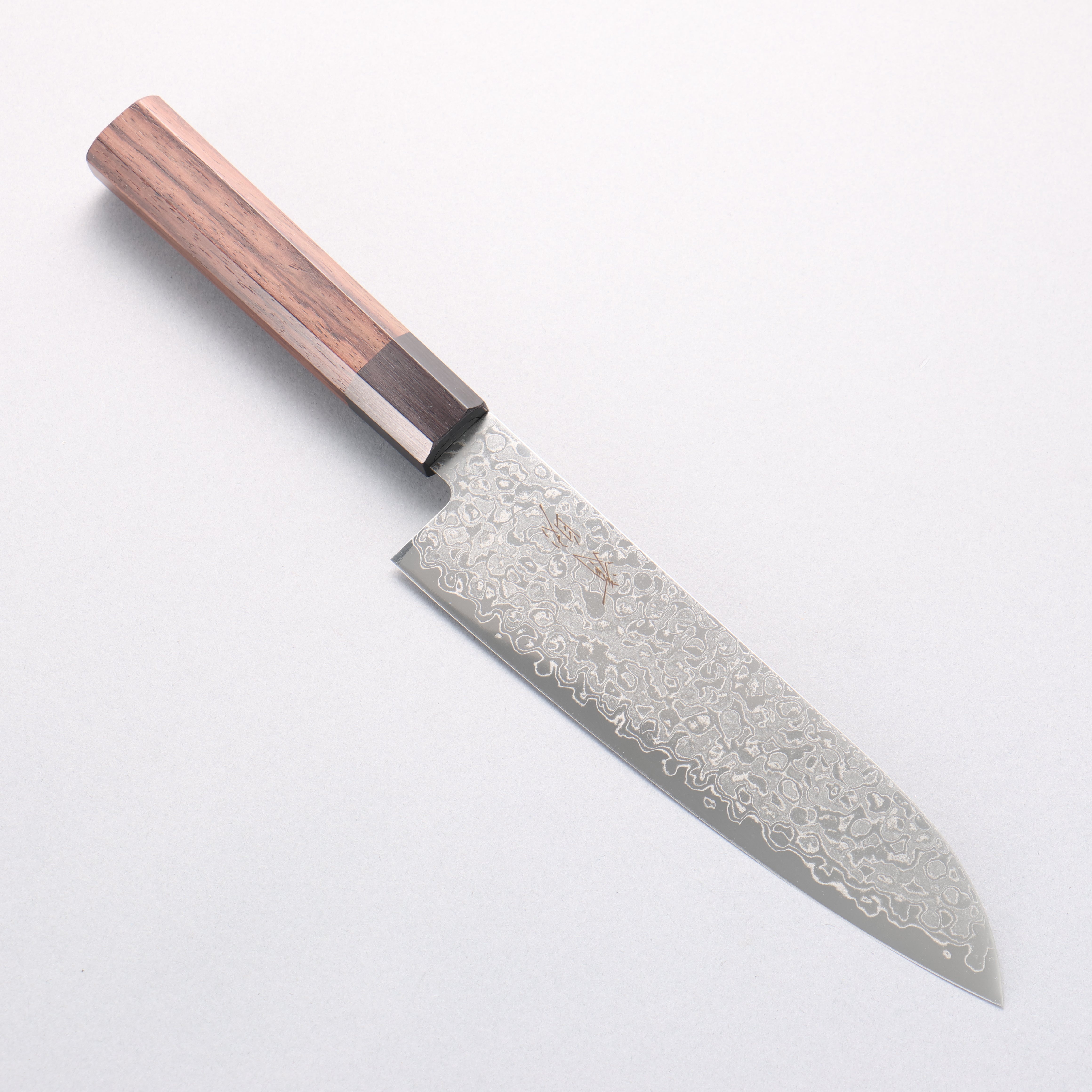 Seisuke AUS10 Damascus Migaki Finished Santoku 180mm Rosewood (Ferrule: Black Pakka Wood) Handle - Seisuke Knife