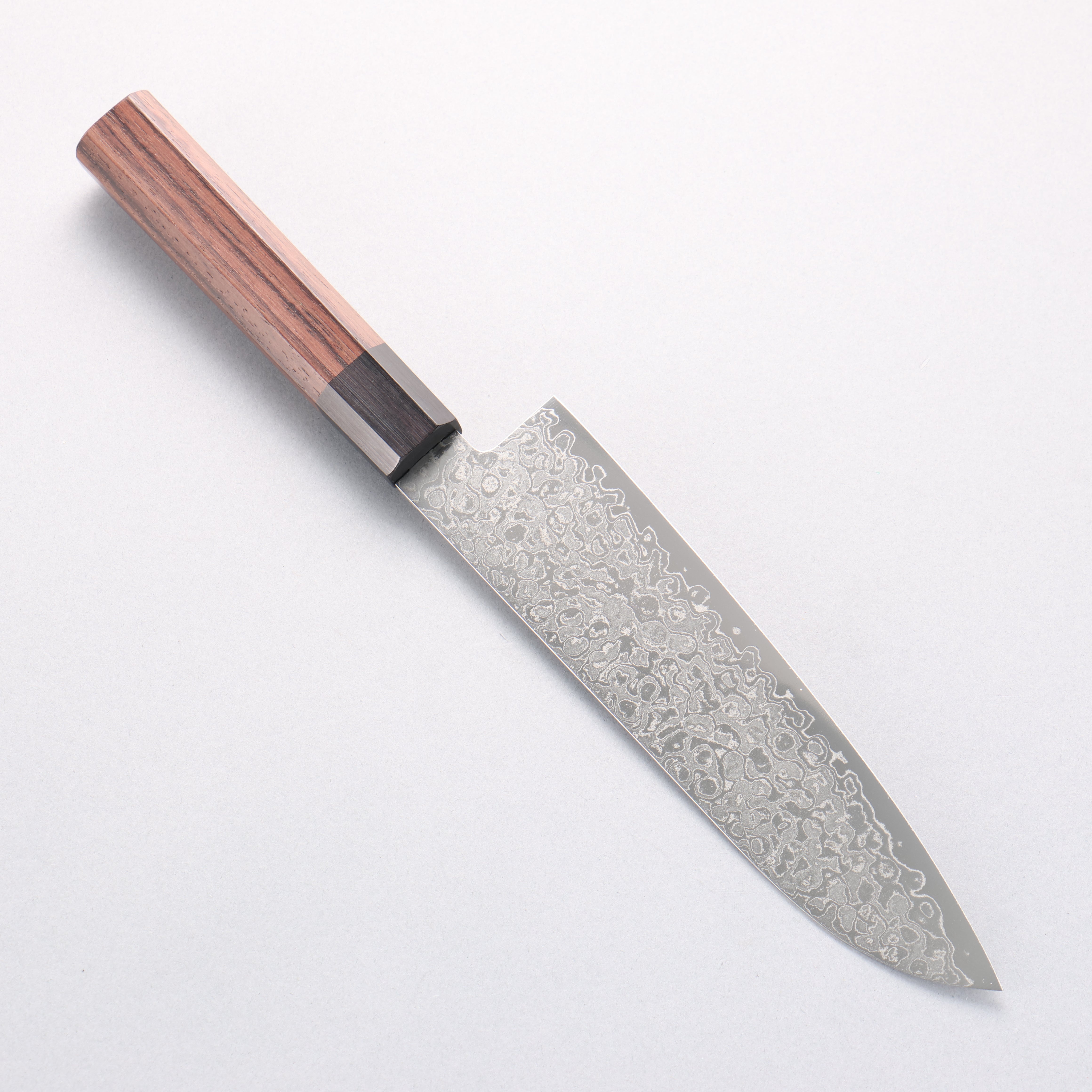 Seisuke AUS10 Damascus Migaki Finished Santoku 180mm Rosewood (Ferrule: Black Pakka Wood) Handle - Seisuke Knife