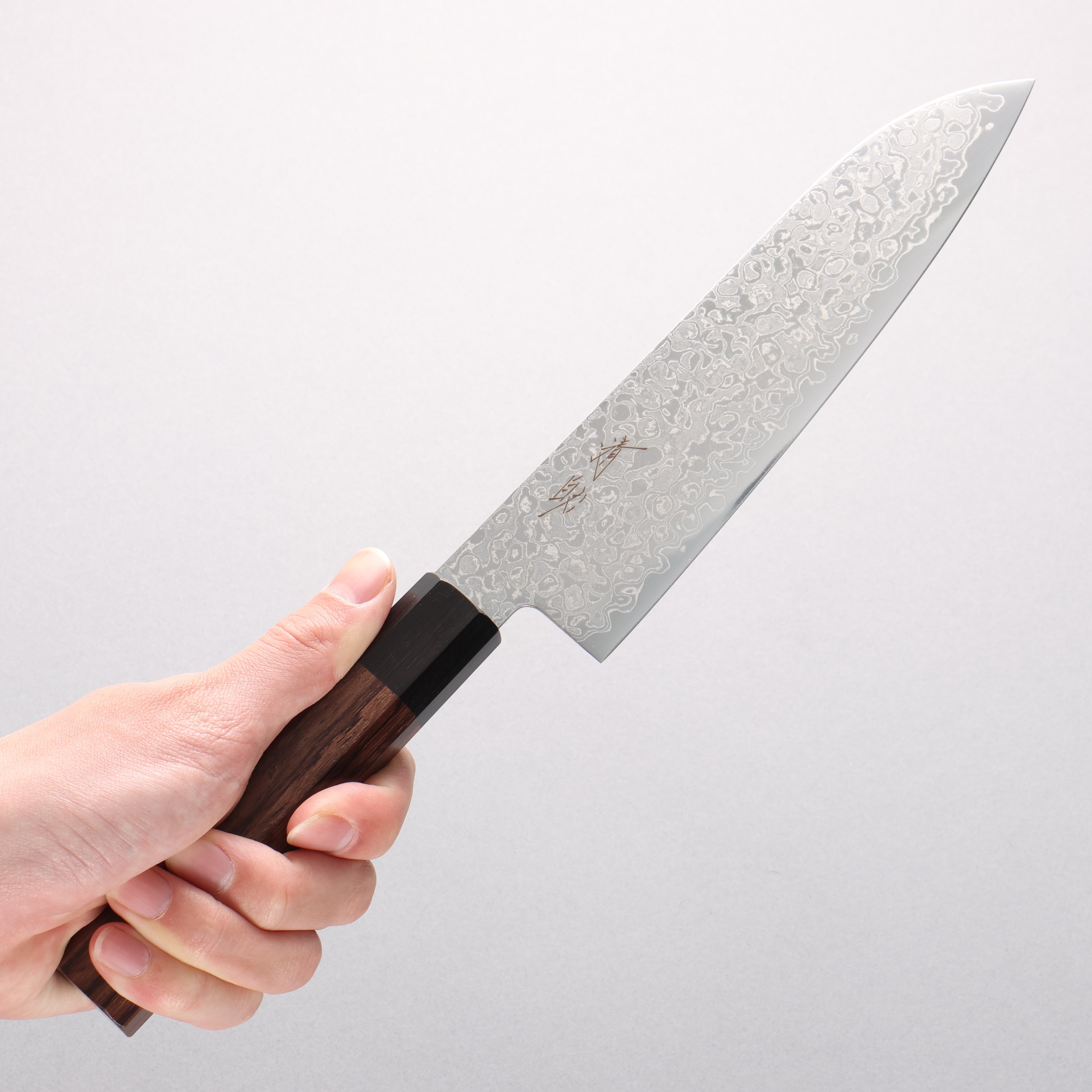 Seisuke AUS10 Damascus Migaki Finished Santoku 180mm Rosewood (Ferrule: Black Pakka Wood) Handle - Seisuke Knife