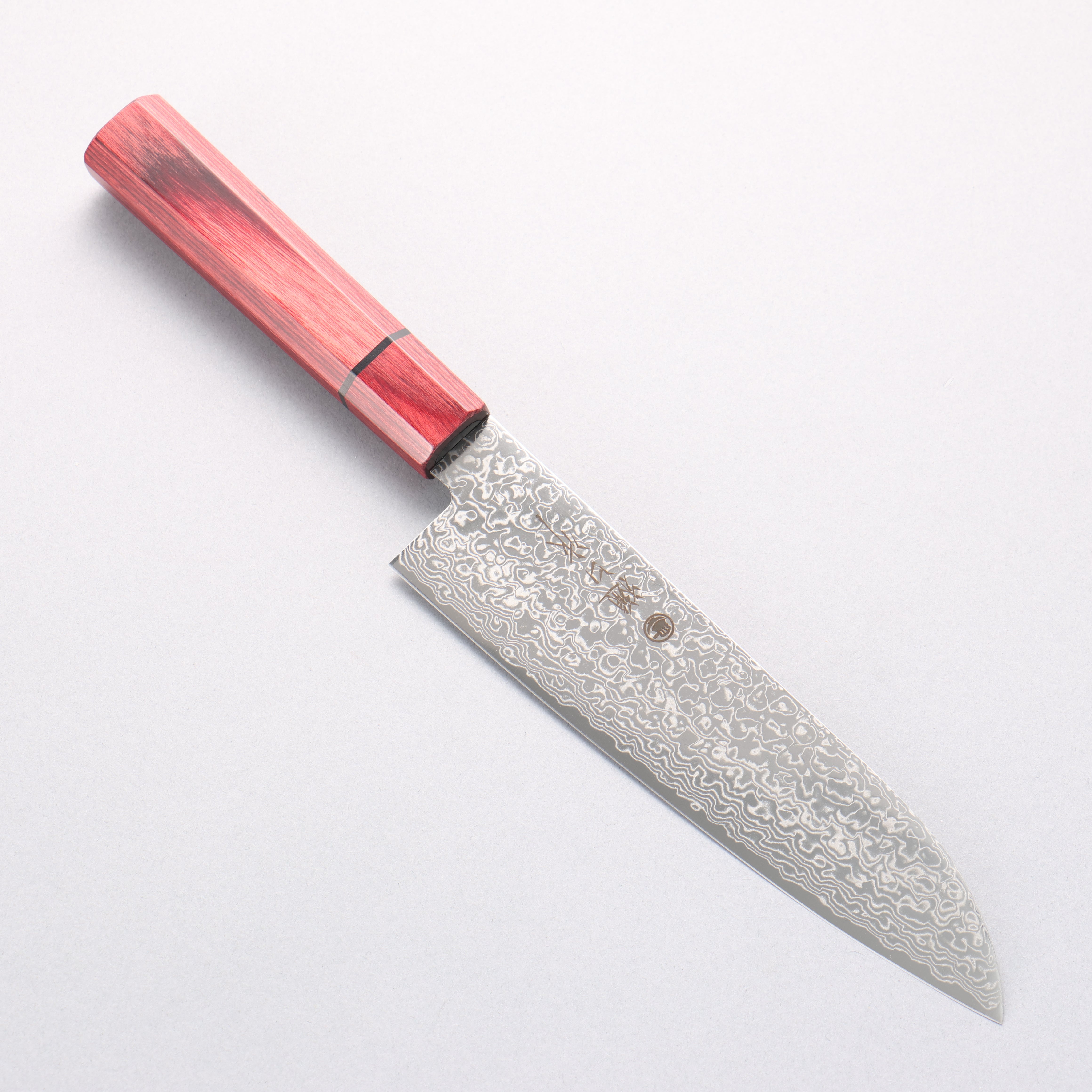 Higuchi SG2 Damascus Migaki Santoku 180mm Red Pakkawood Handle - Seisuke Knife
