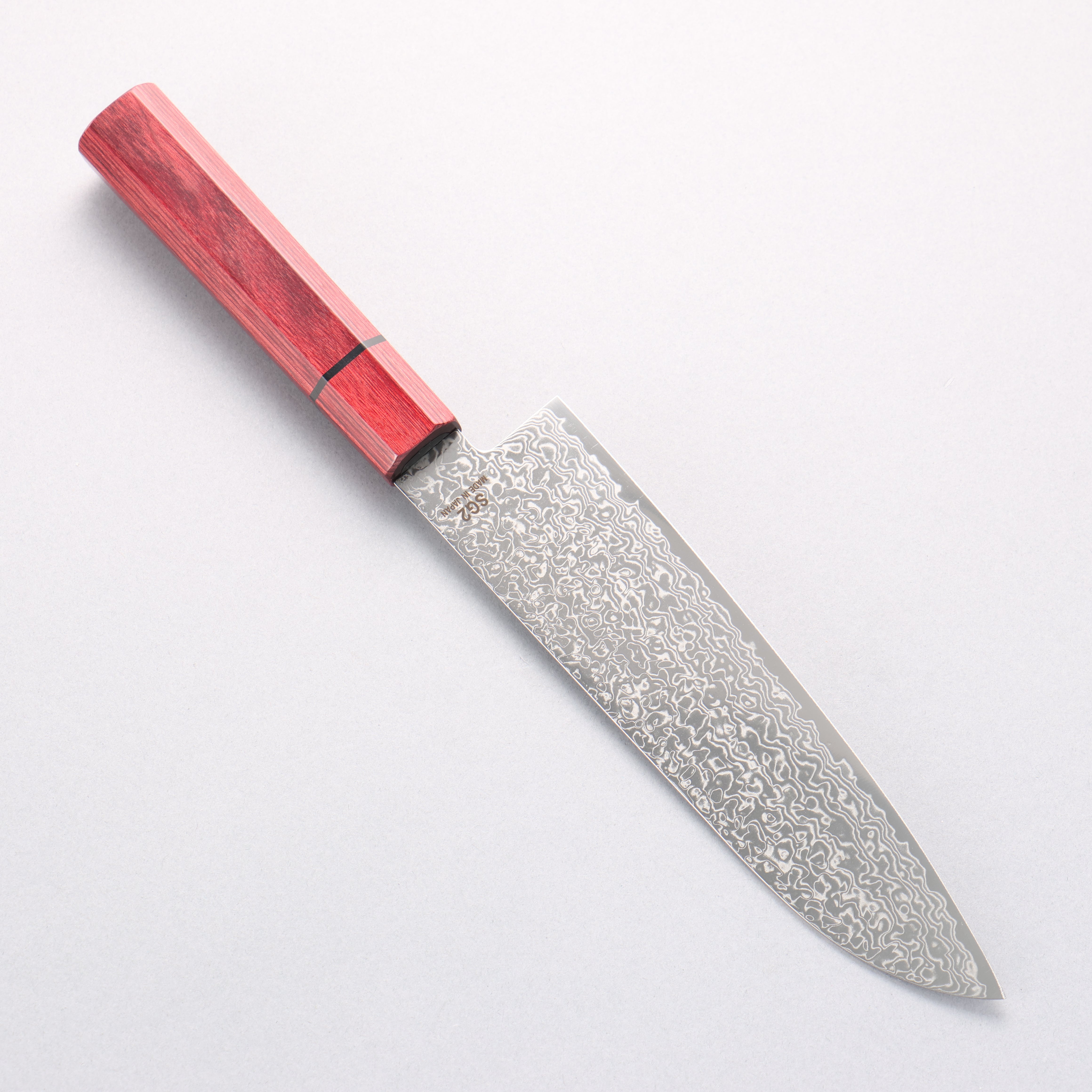 Higuchi SG2 Damascus Migaki Santoku 180mm Red Pakkawood Handle - Seisuke Knife
