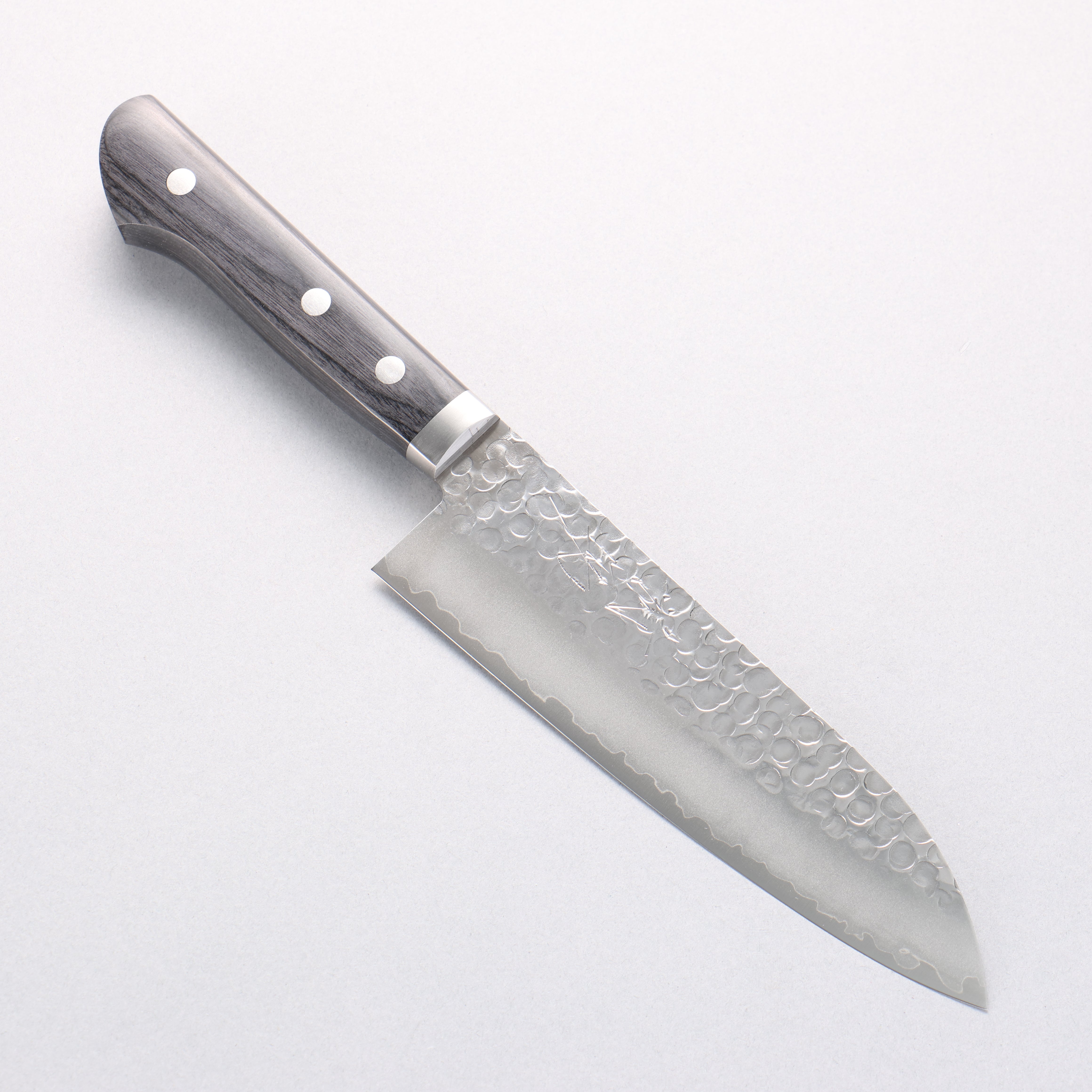 Seisuke VG1 Hammered Migaki Finished Santoku 165mm Black Pakka wood Handle - Seisuke Knife