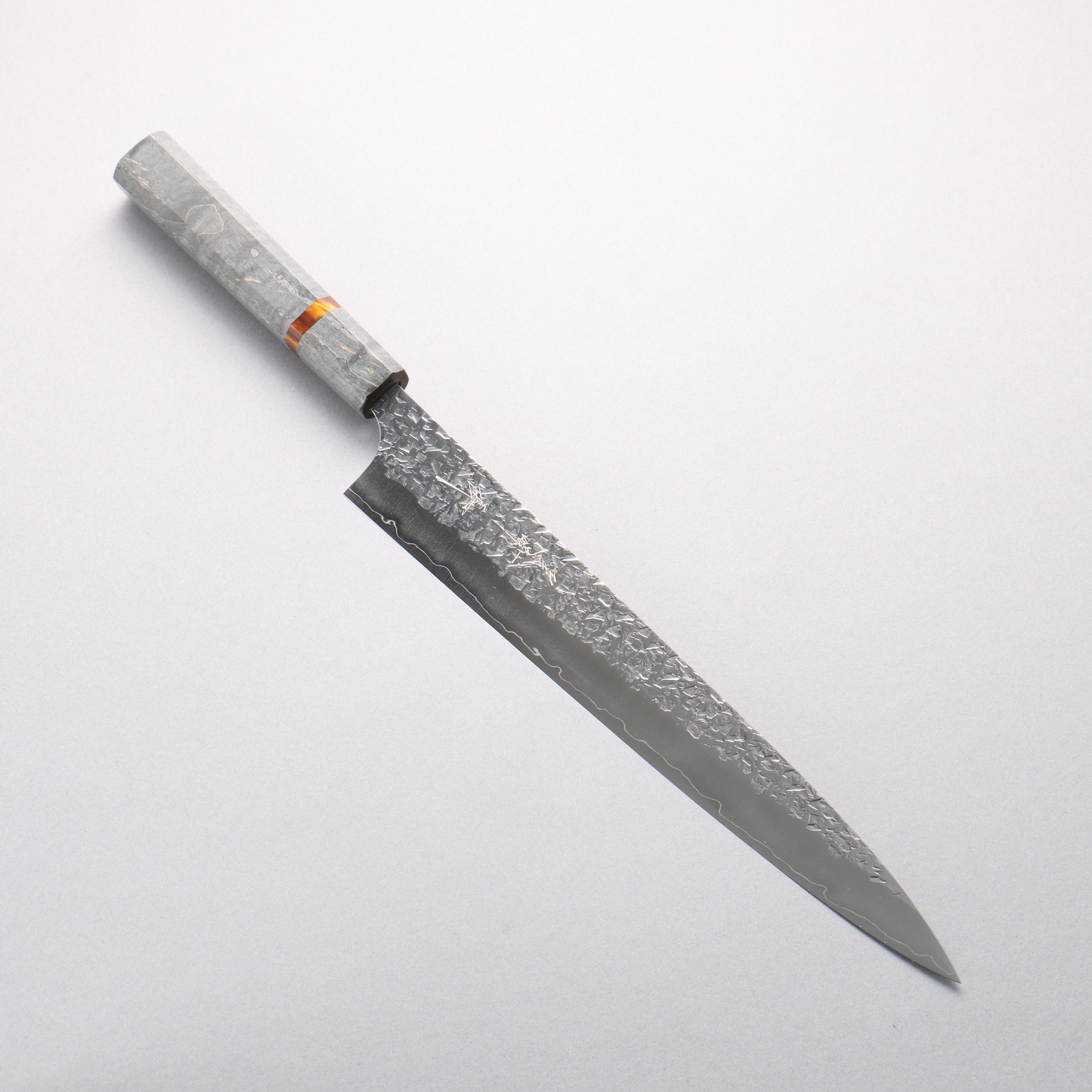 Yu Kurosaki Shizuku SG2 Hammered Sujihiki 270mm Stabilized wood (With Acrylic Ring) Handle - Seisuke Knife