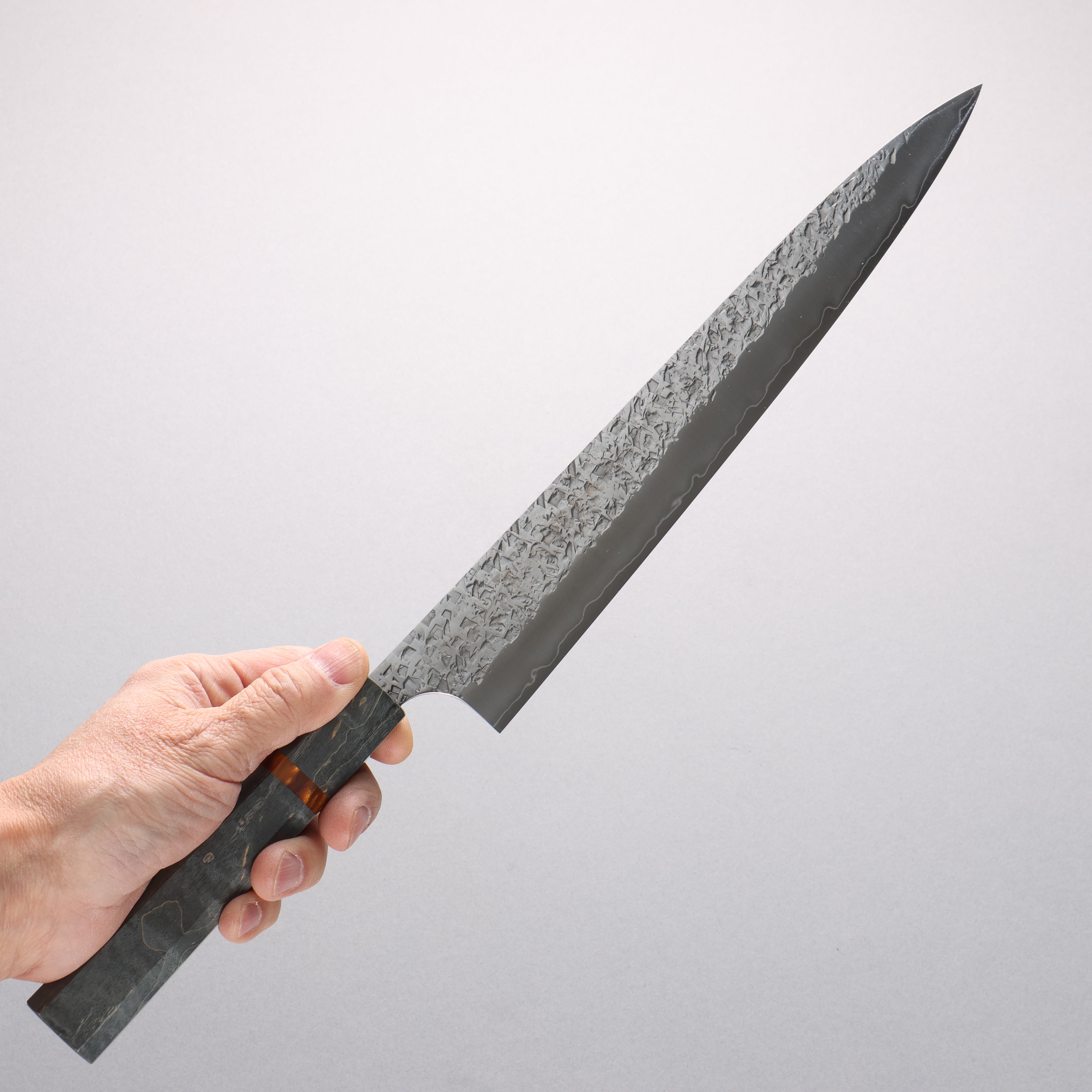 Yu Kurosaki Shizuku SG2 Hammered Sujihiki 270mm Stabilized wood (With Acrylic Ring) Handle - Seisuke Knife