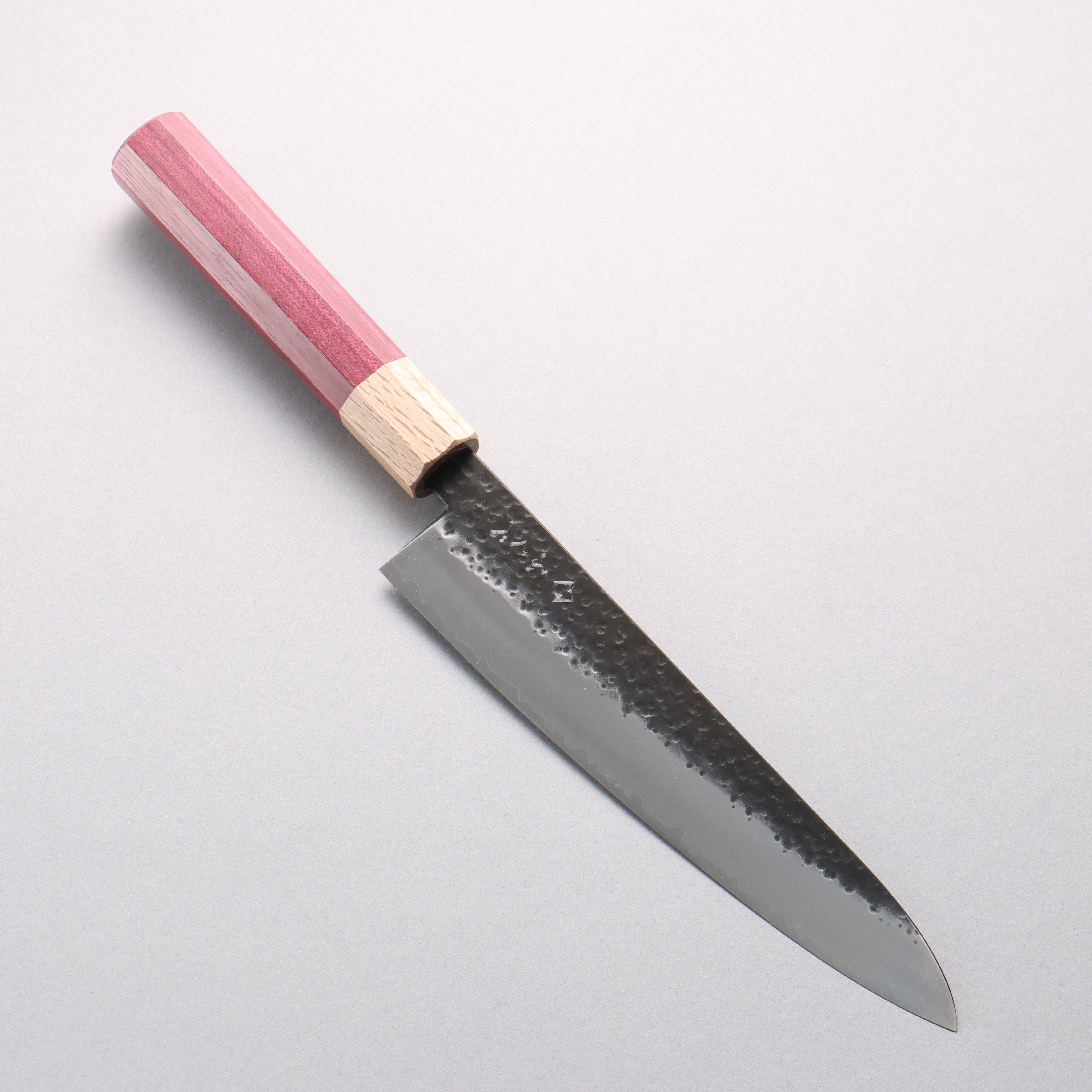 Fukube VG10 Hammered Kurouchi Gyuto 210mm Purple Heart Handle - Seisuke Knife