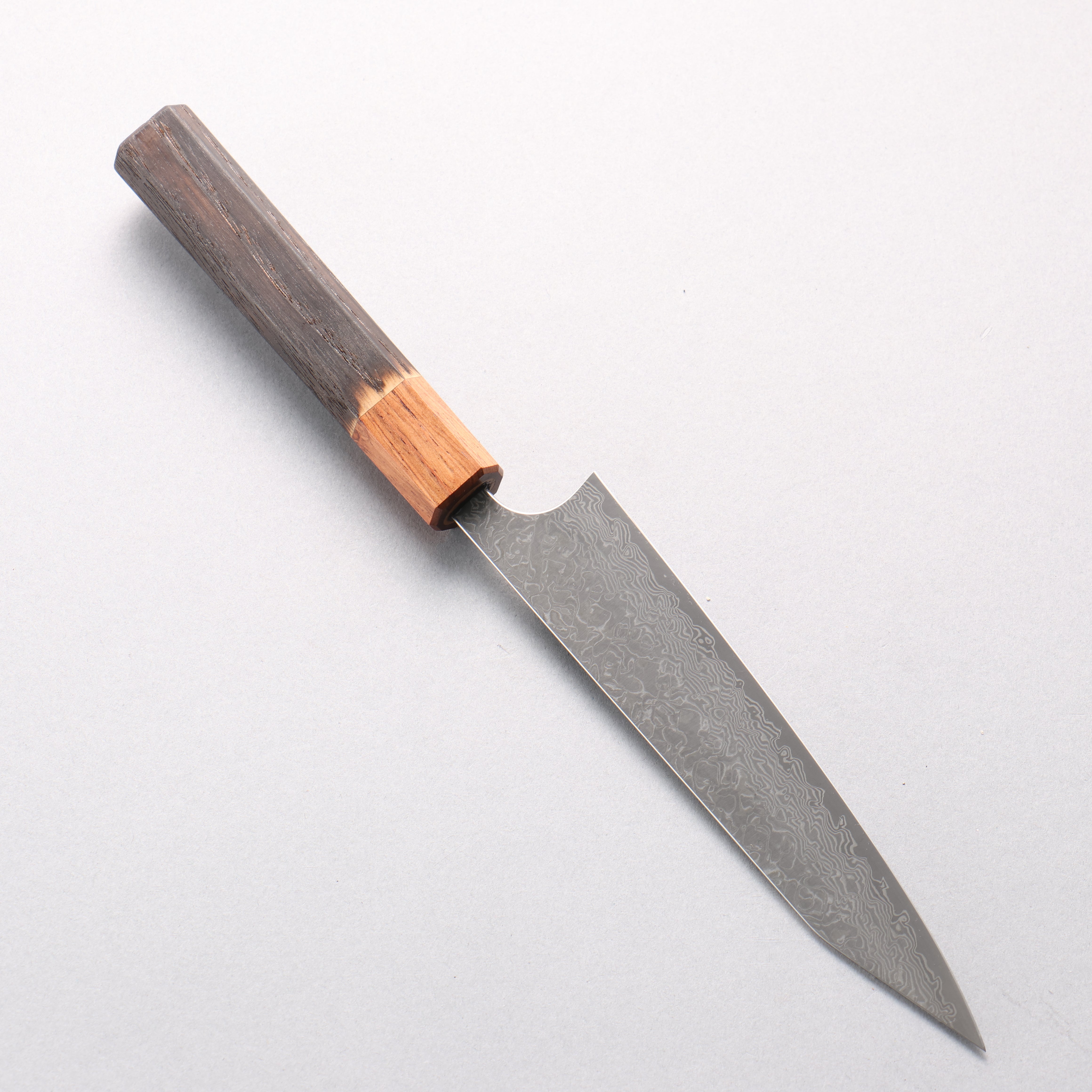 Yoshimi Kato VG10 Black Damascus Kiritsuke Petty-Utility 150mm Burnt Chestnut & Rosewood Handle - Seisuke Knife