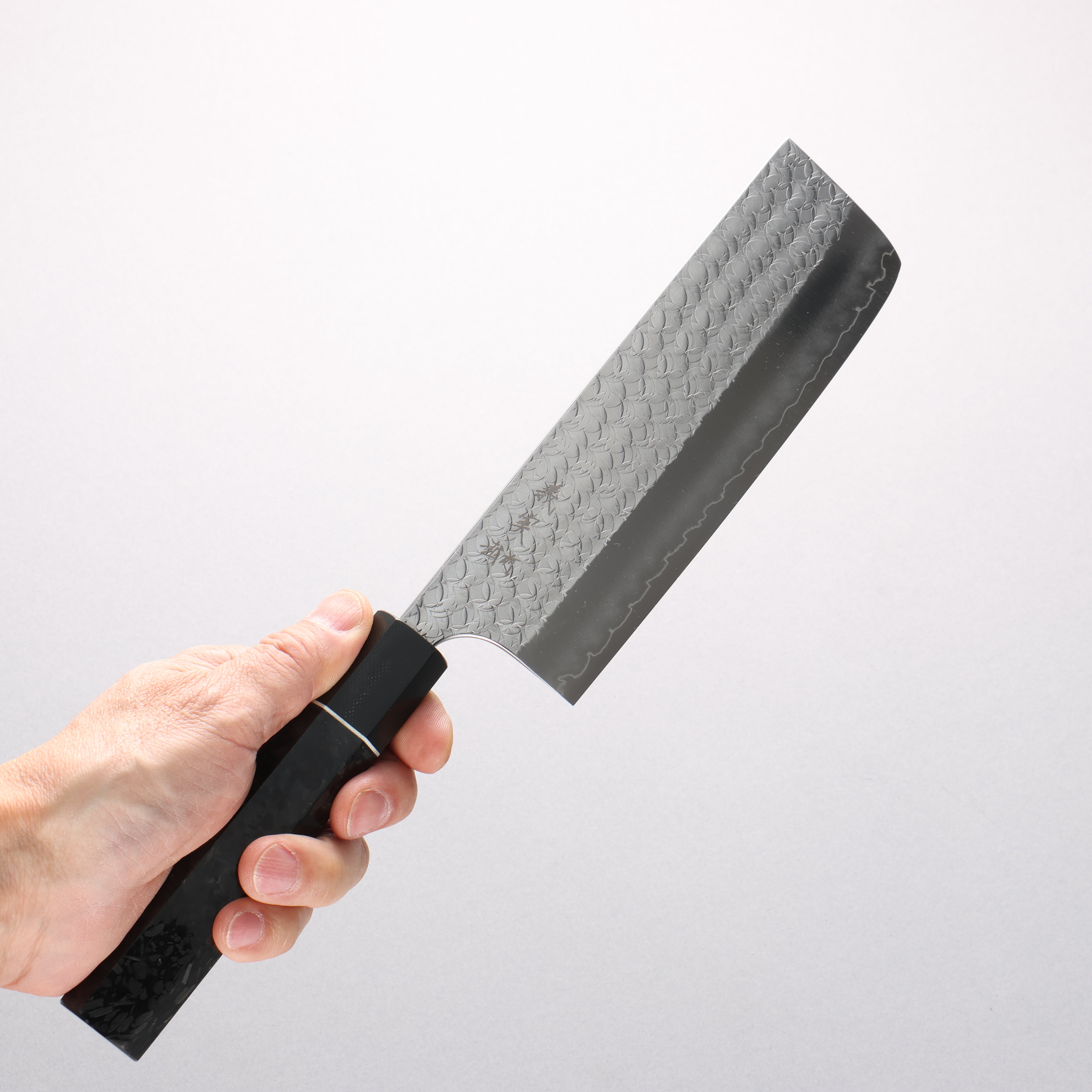Yoshimi Kato Minamo SG2 Hammered Nakiri 165mm Carbon Fiber & G10 Fiberglass Handle - Seisuke Knife