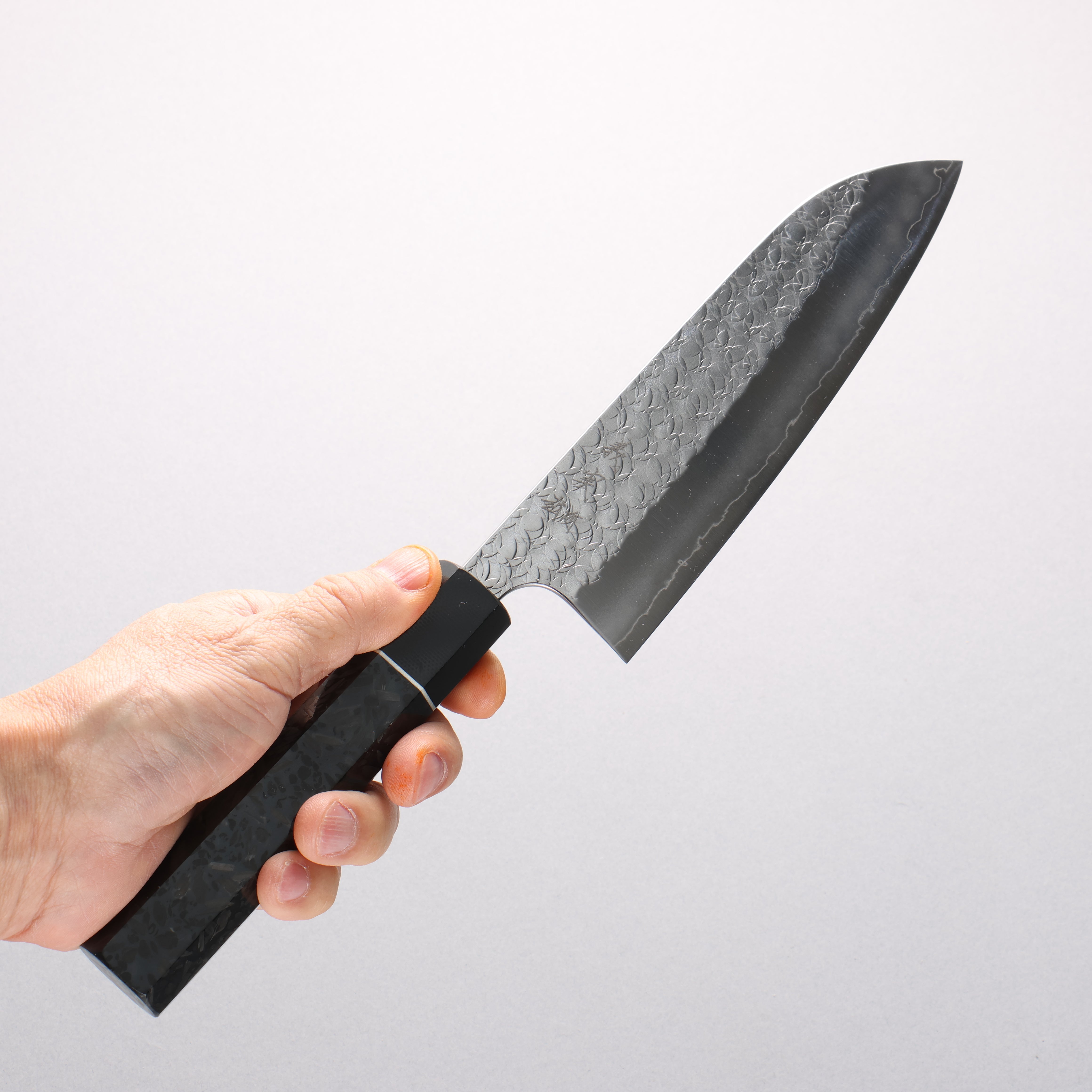 Yoshimi Kato Minamo SG2 Hammered Santoku 170mm Carbon Fiber & G10 Fiberglass Handle - Seisuke Knife
