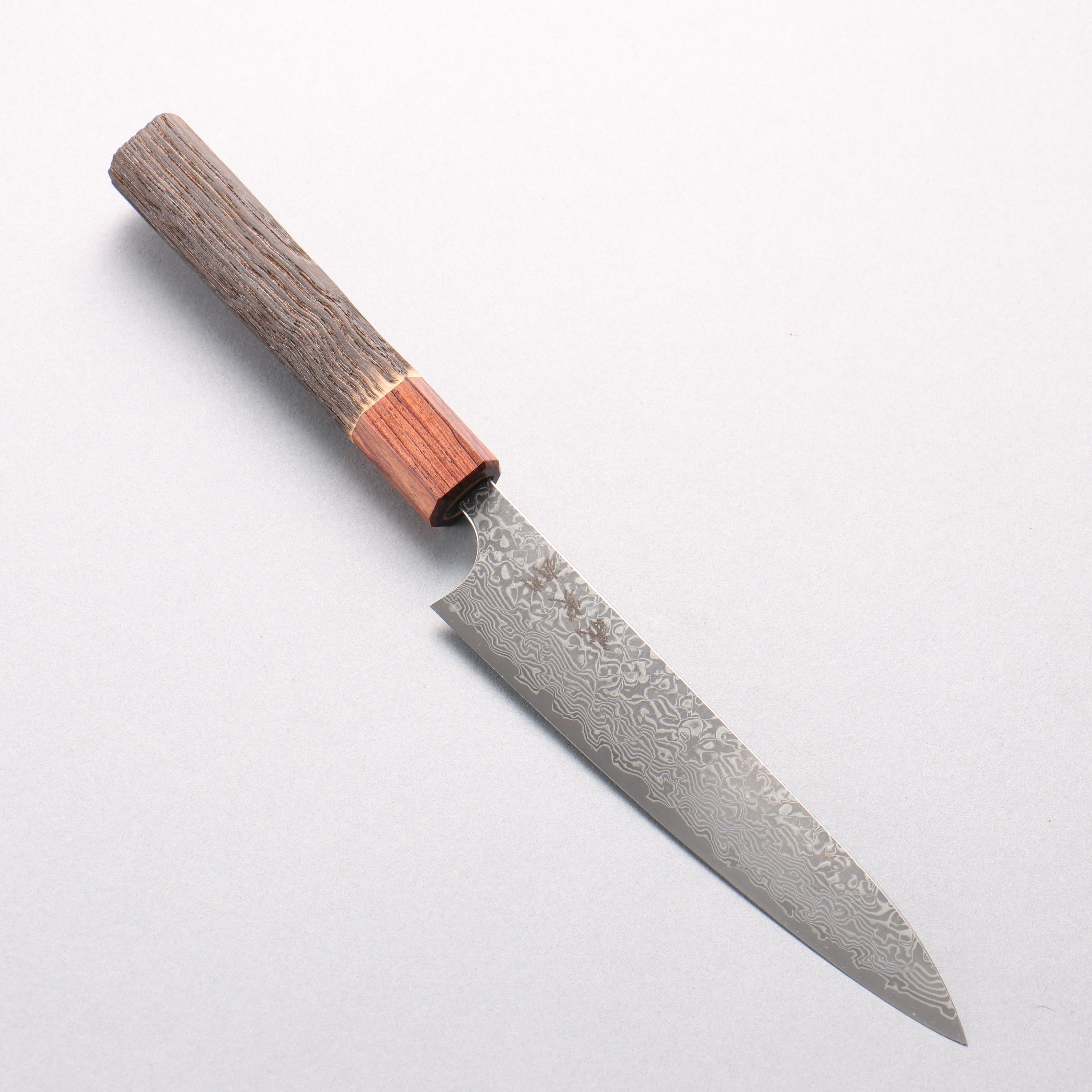 Yoshimi Kato VG10 Black Damascus Petty-Utility 150mm Burnt Chestnut & Shitan Handle - Seisuke Knife