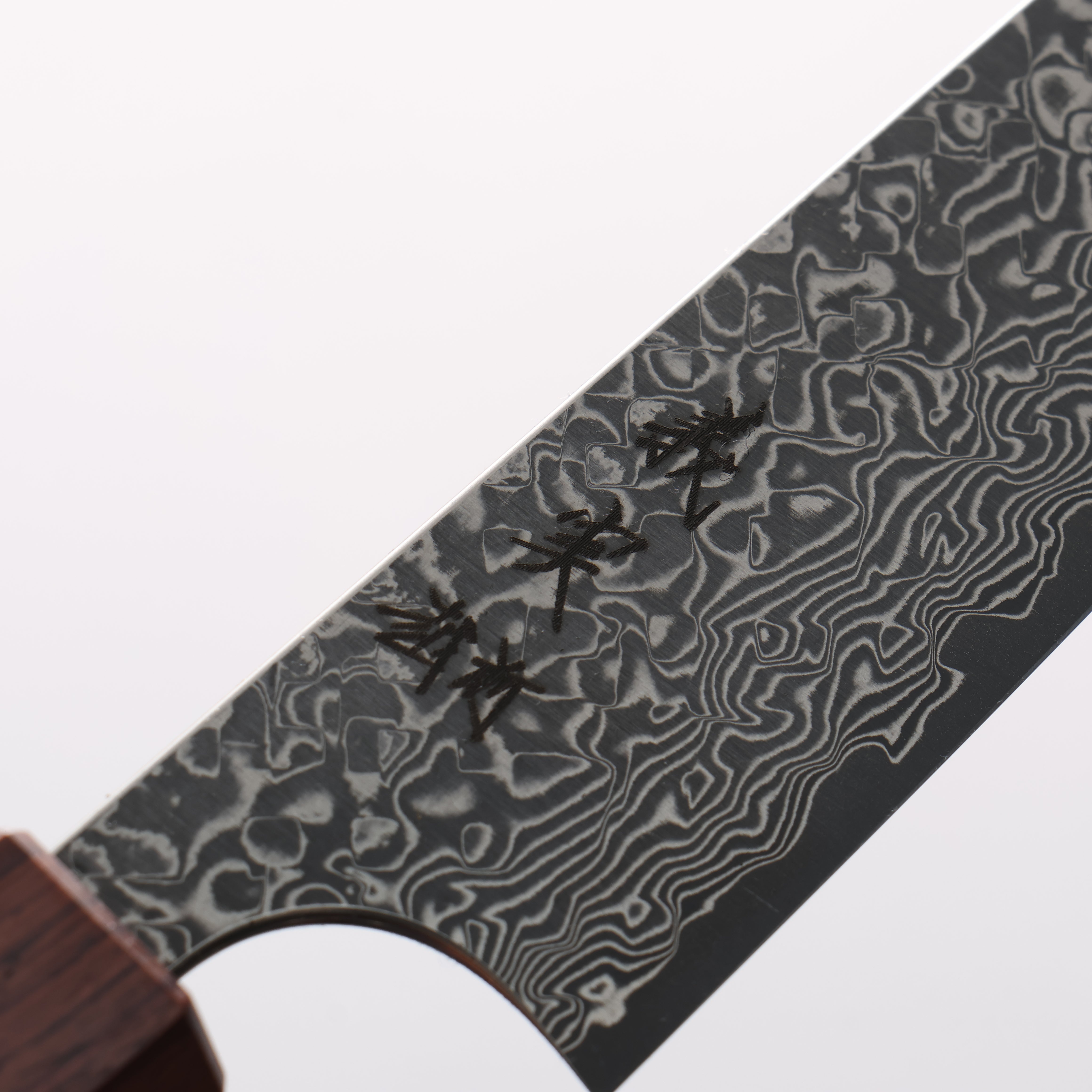 Yoshimi Kato VG10 Black Damascus Petty-Utility 150mm Burnt Chestnut & Shitan Handle - Seisuke Knife